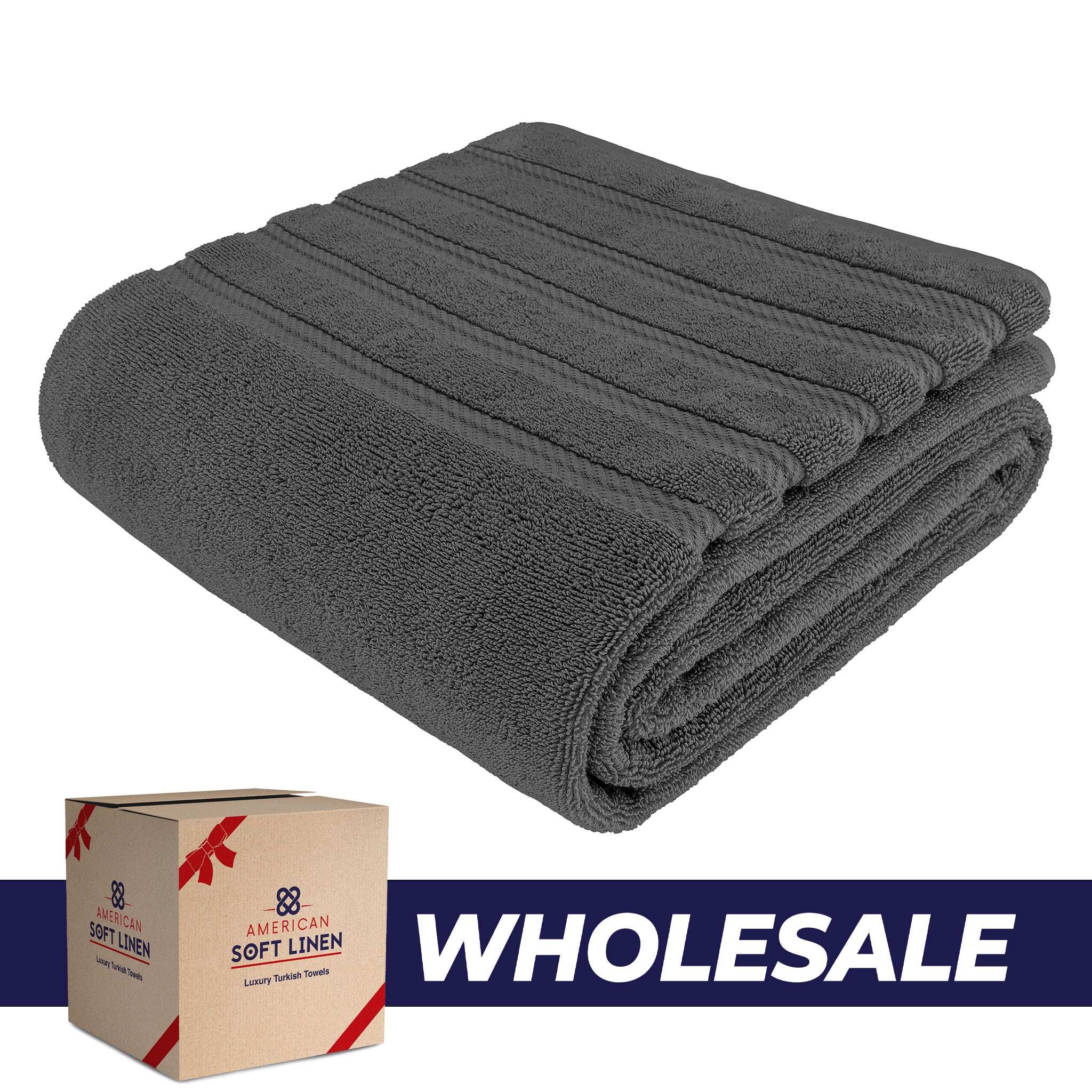 American-softlinen - 35x70 Jumbo Bath Sheet Turkish Bath Towel - 16 Piece Case Pack - Gray - 0