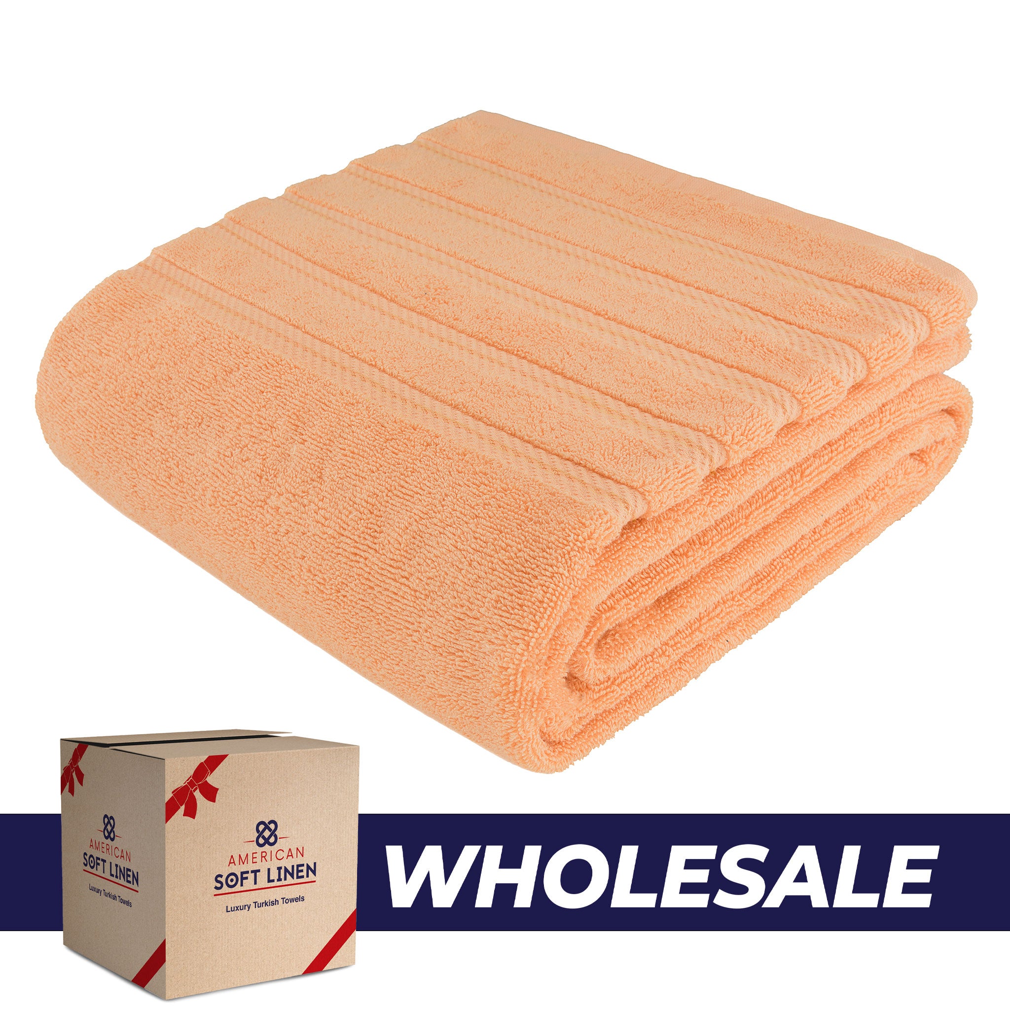 American-softlinen - 35x70 Jumbo Bath Sheet Turkish Bath Towel - 16 Piece Case Pack - Malibu-Peach - 0