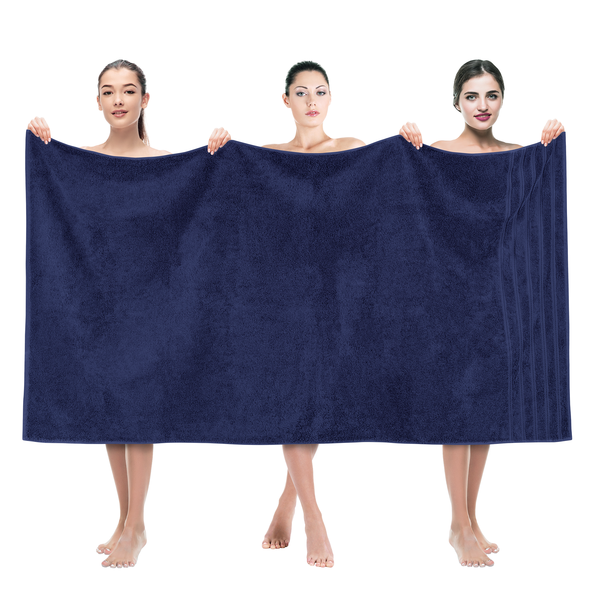 American-softlinen - 35x70 Jumbo Bath Sheet Turkish Bath Towel - 16 Piece Case Pack - Navy-Blue - 1