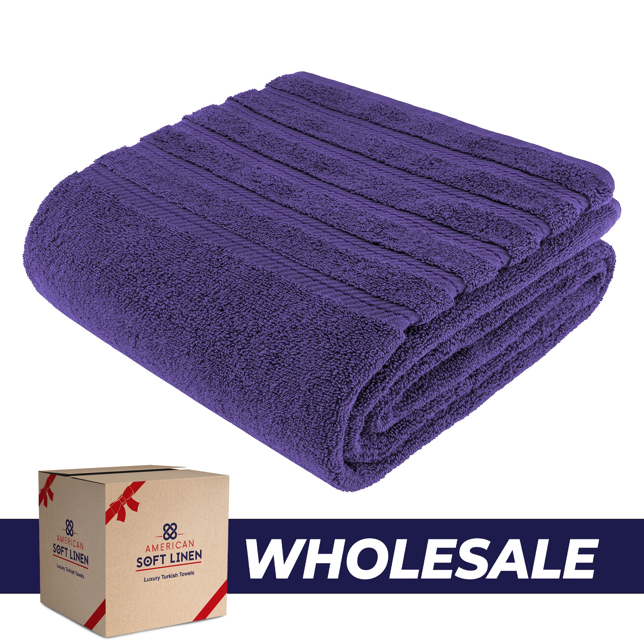 American-softlinen - 35x70 Jumbo Bath Sheet Turkish Bath Towel - 16 Piece Case Pack - Purple - 0