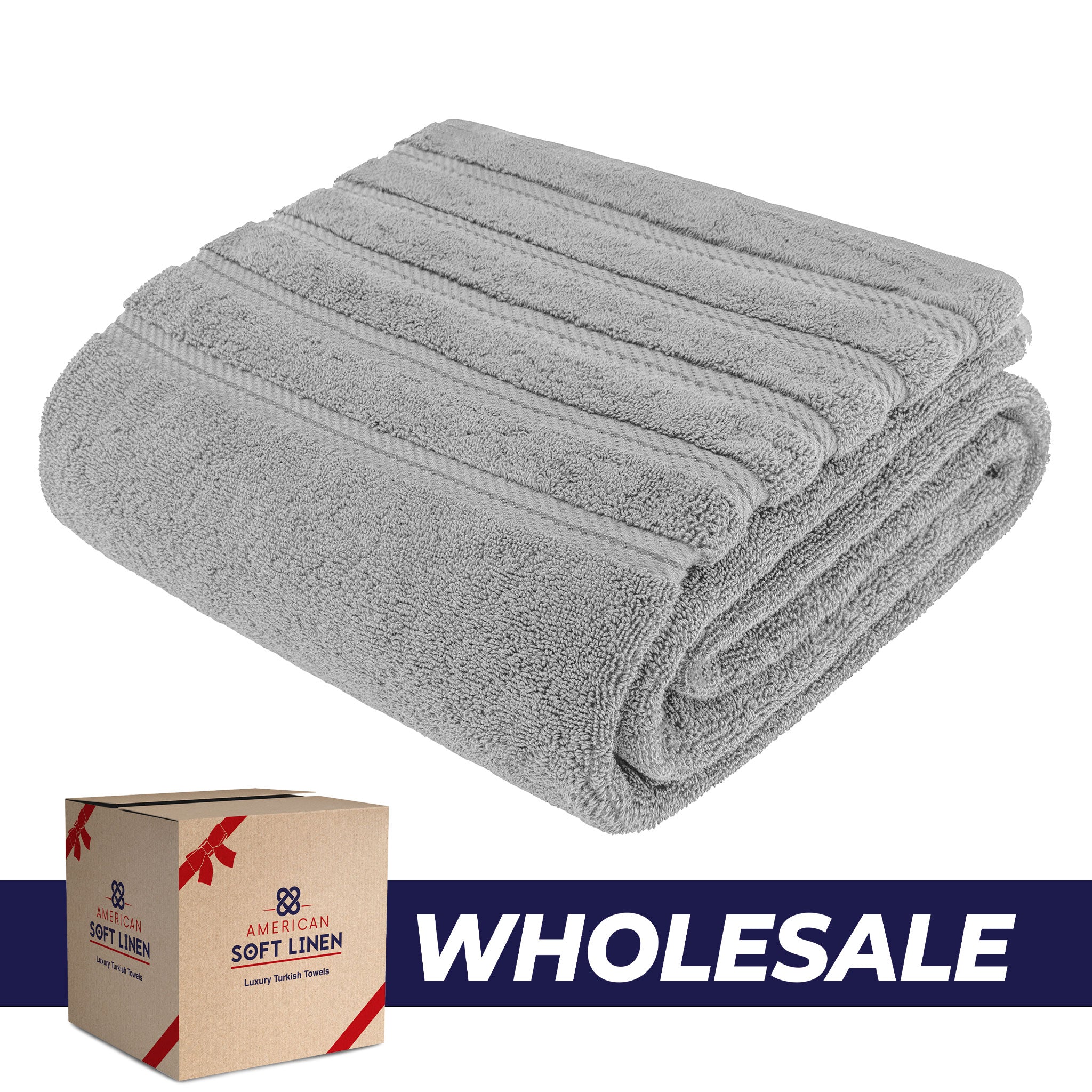 American-softlinen - 35x70 Jumbo Bath Sheet Turkish Bath Towel - 16 Piece Case Pack - Rockridge-Gray - 0