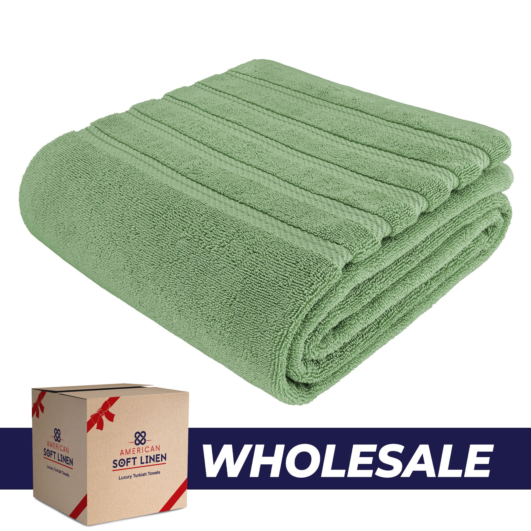 American-softlinen - 35x70 Jumbo Bath Sheet Turkish Bath Towel - 16 Piece Case Pack - Sage-Green - 0