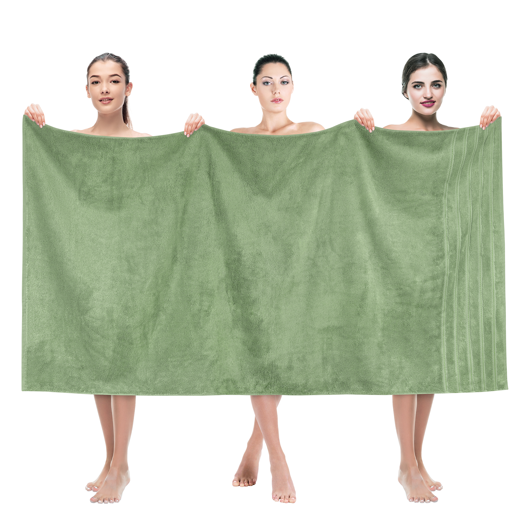American-softlinen - 35x70 Jumbo Bath Sheet Turkish Bath Towel - 16 Piece Case Pack - Sage-Green - 1