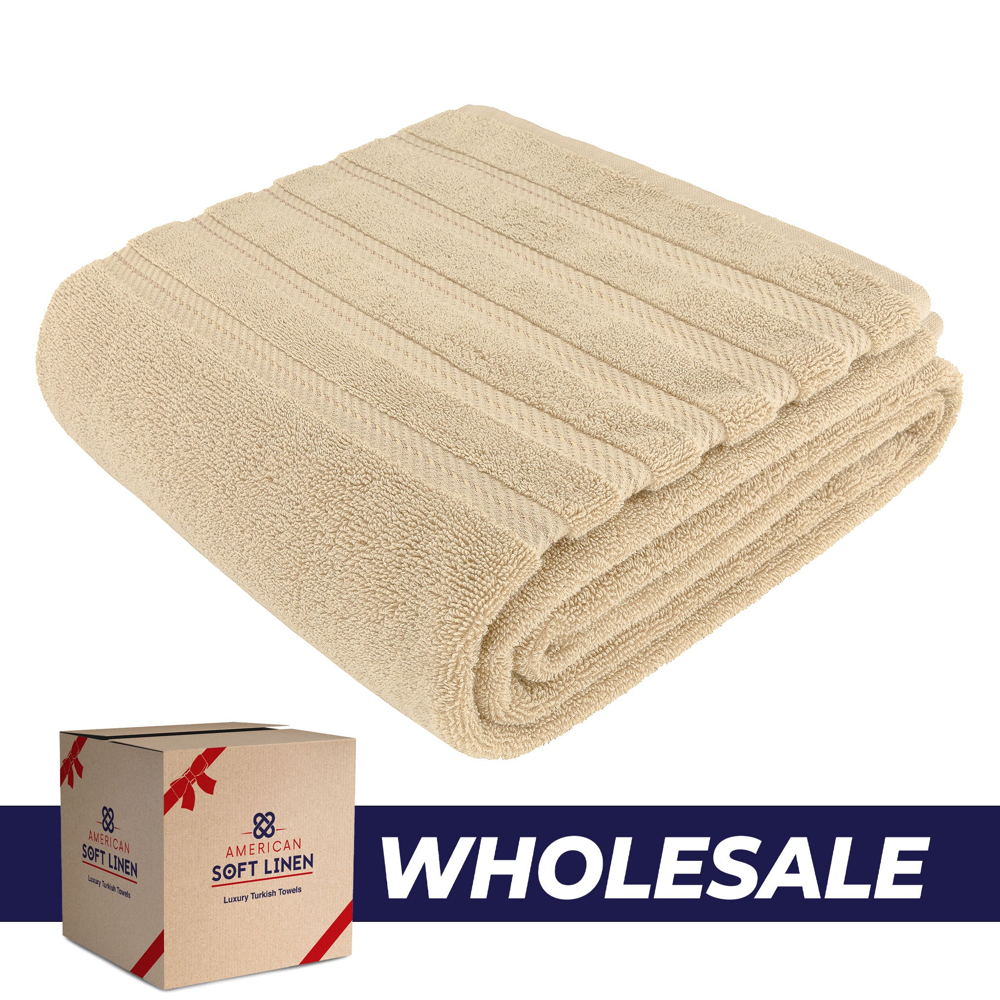 American-softlinen - 35x70 Jumbo Bath Sheet Turkish Bath Towel - 16 Piece Case Pack - Sand-Taupe - 0