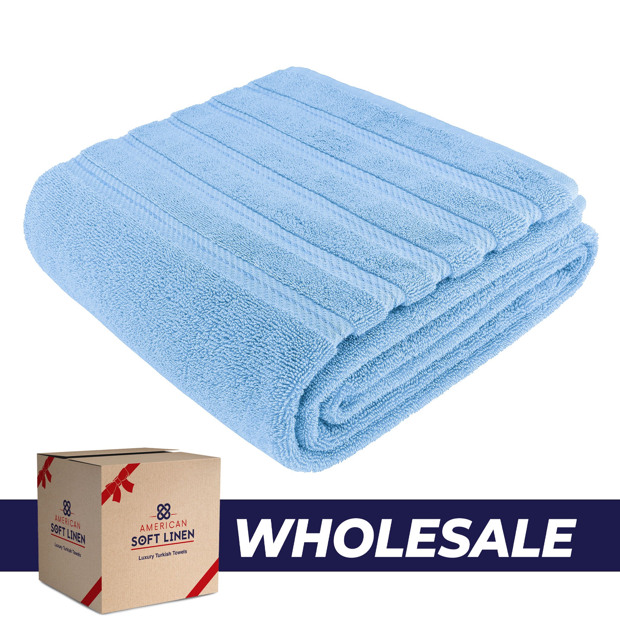 American-softlinen - 35x70 Jumbo Bath Sheet Turkish Bath Towel - 16 Piece Case Pack - Sky-Blue - 0