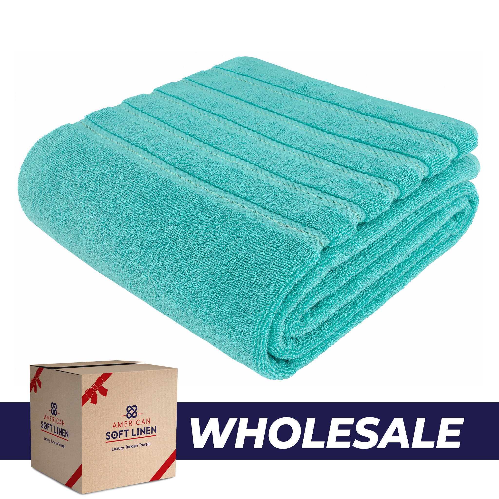 American-softlinen - 35x70 Jumbo Bath Sheet Turkish Bath Towel - 16 Piece Case Pack - Turquoise-Blue - 0