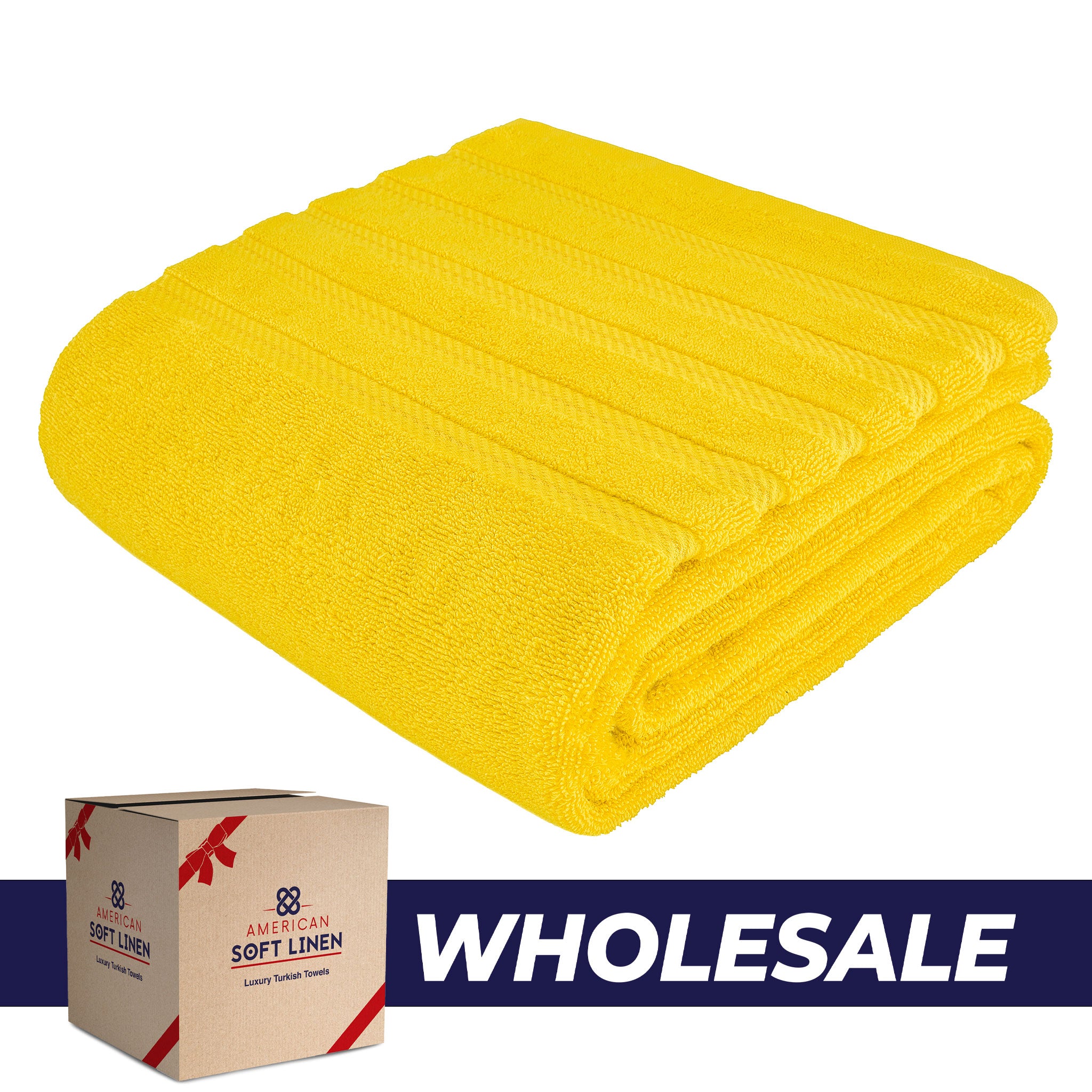 American-softlinen - 35x70 Jumbo Bath Sheet Turkish Bath Towel - 16 Piece Case Pack - Yellow - 0