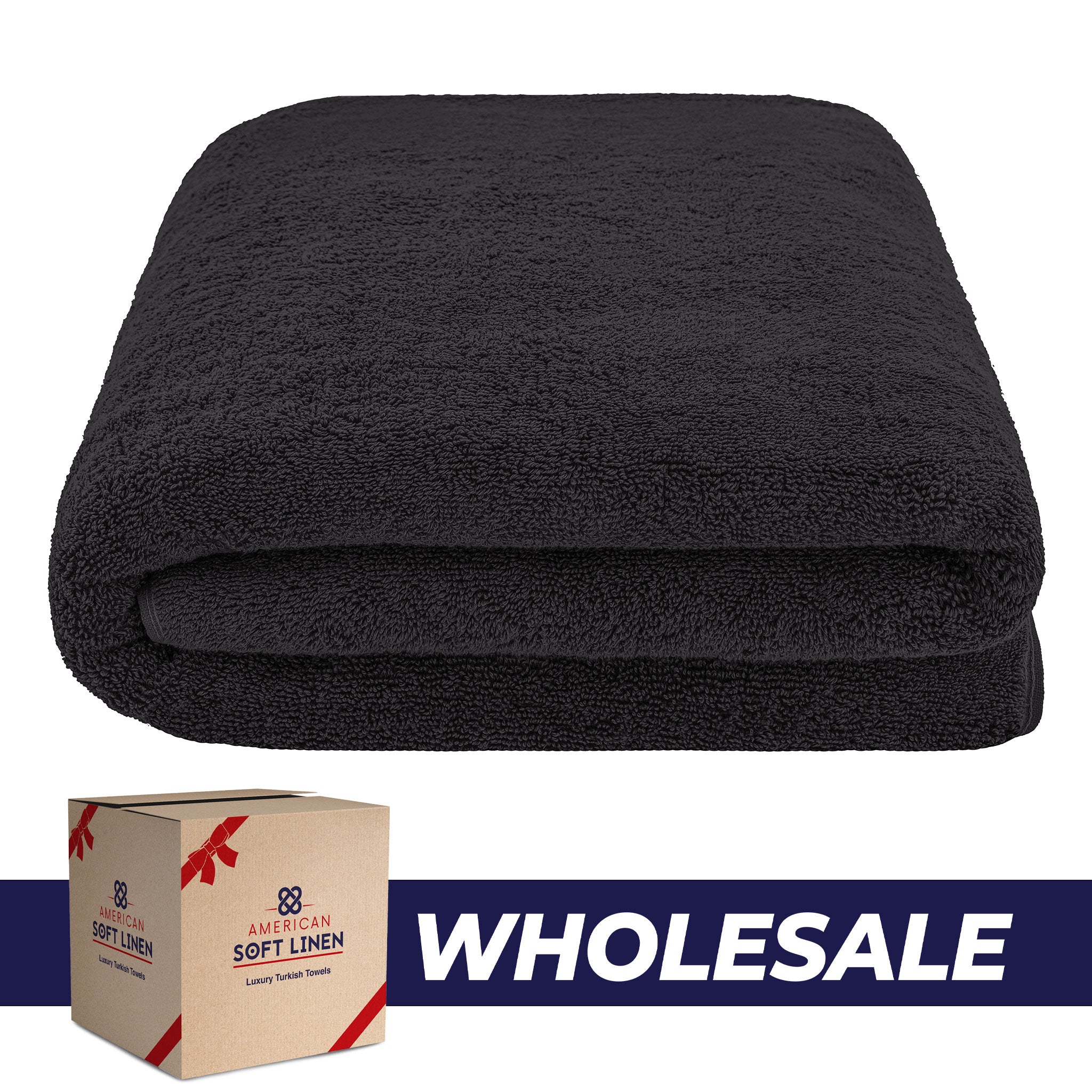 American-softlinen - 40x80 Inch Oversized Bath Sheet Turkish Bath Towel - 12 Piece Case Pack - Black - 0