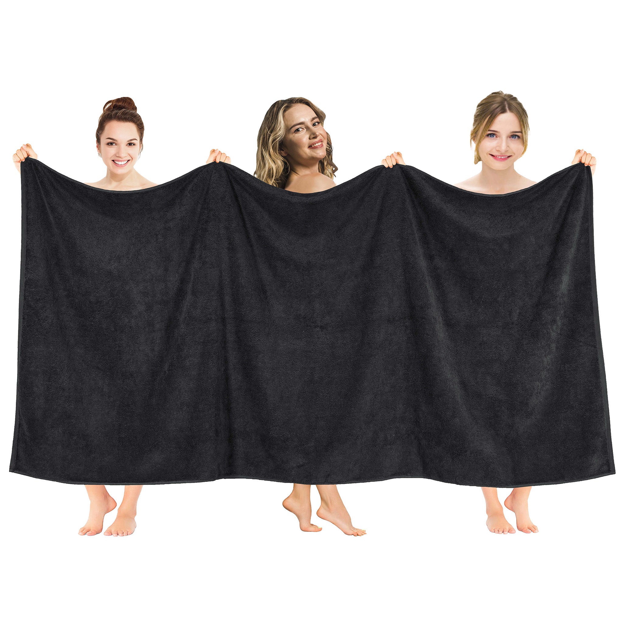 American-softlinen - 40x80 Inch Oversized Bath Sheet Turkish Bath Towel - 12 Piece Case Pack - Black - 1