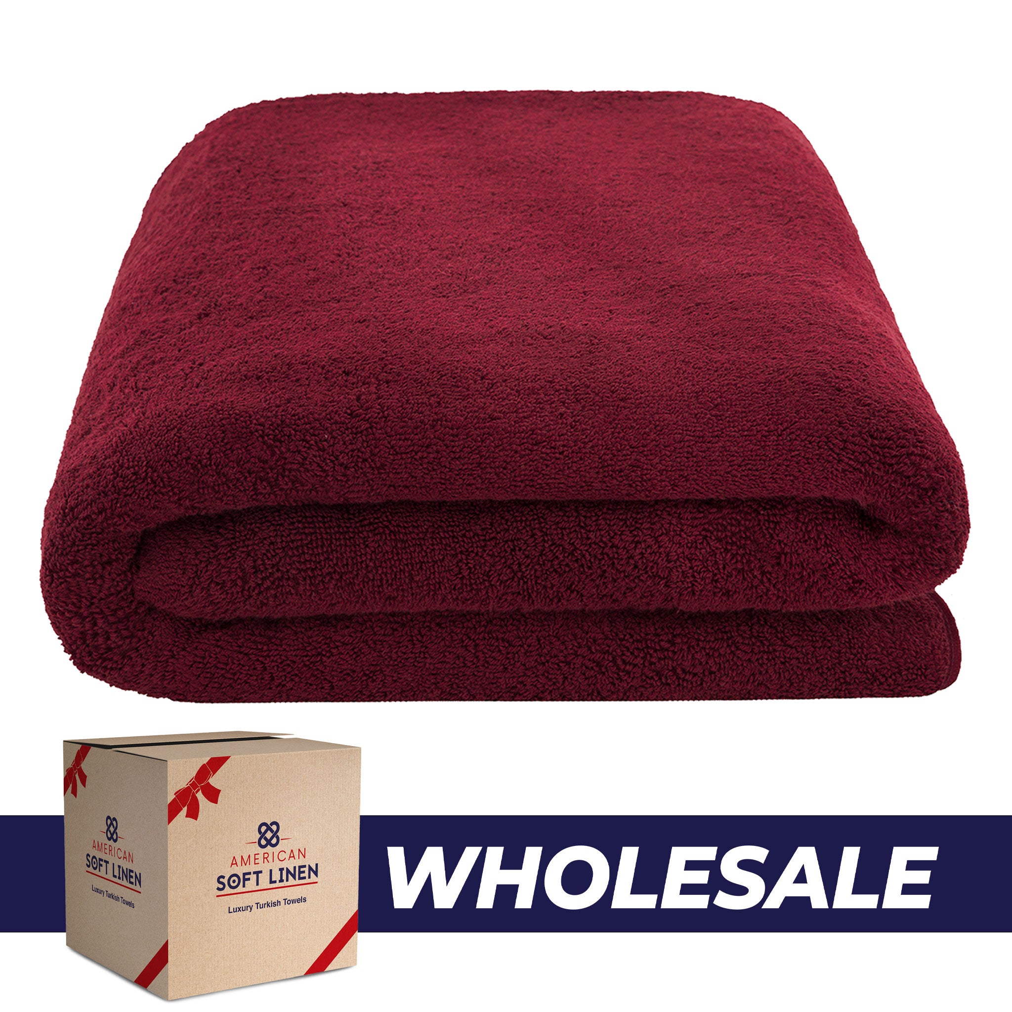 American-softlinen - 40x80 Inch Oversized Bath Sheet Turkish Bath Towel - 12 Piece Case Pack - Bordeaux-Red - 0