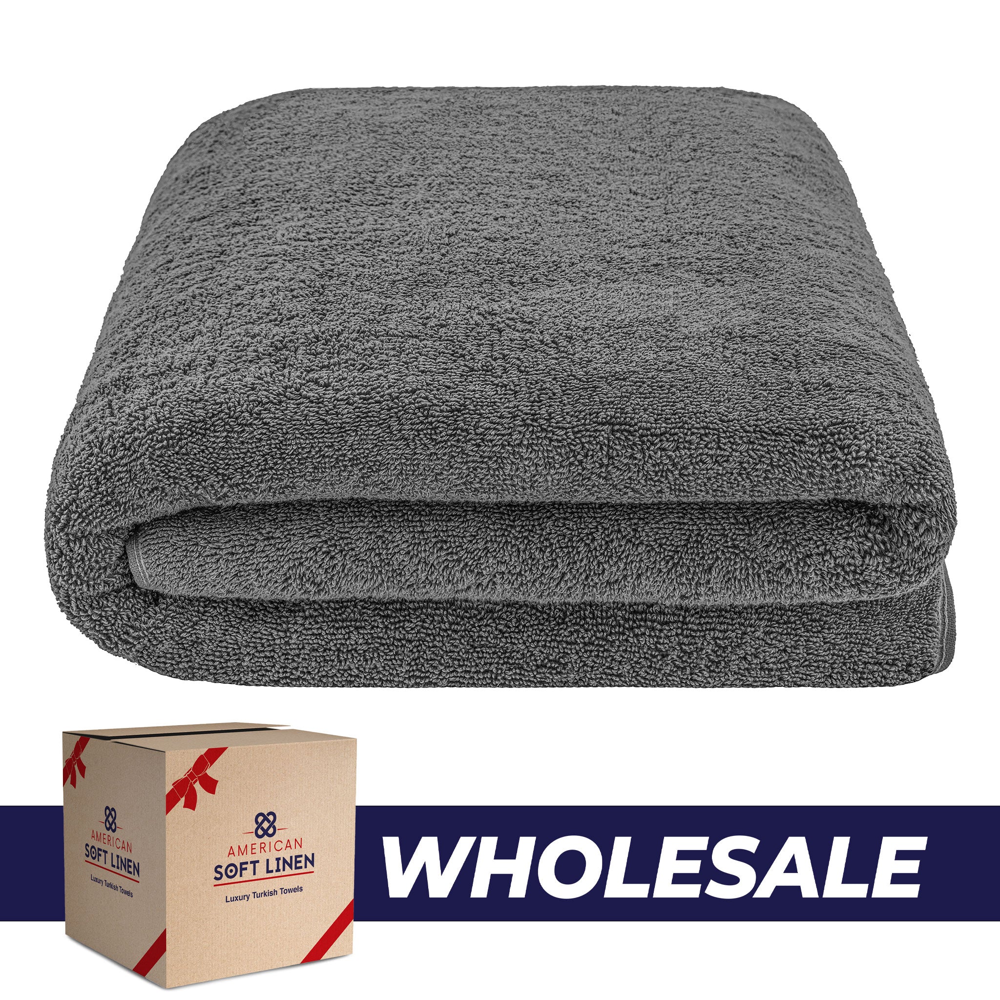 American-softlinen - 40x80 Inch Oversized Bath Sheet Turkish Bath Towel - 12 Piece Case Pack - Gray - 0