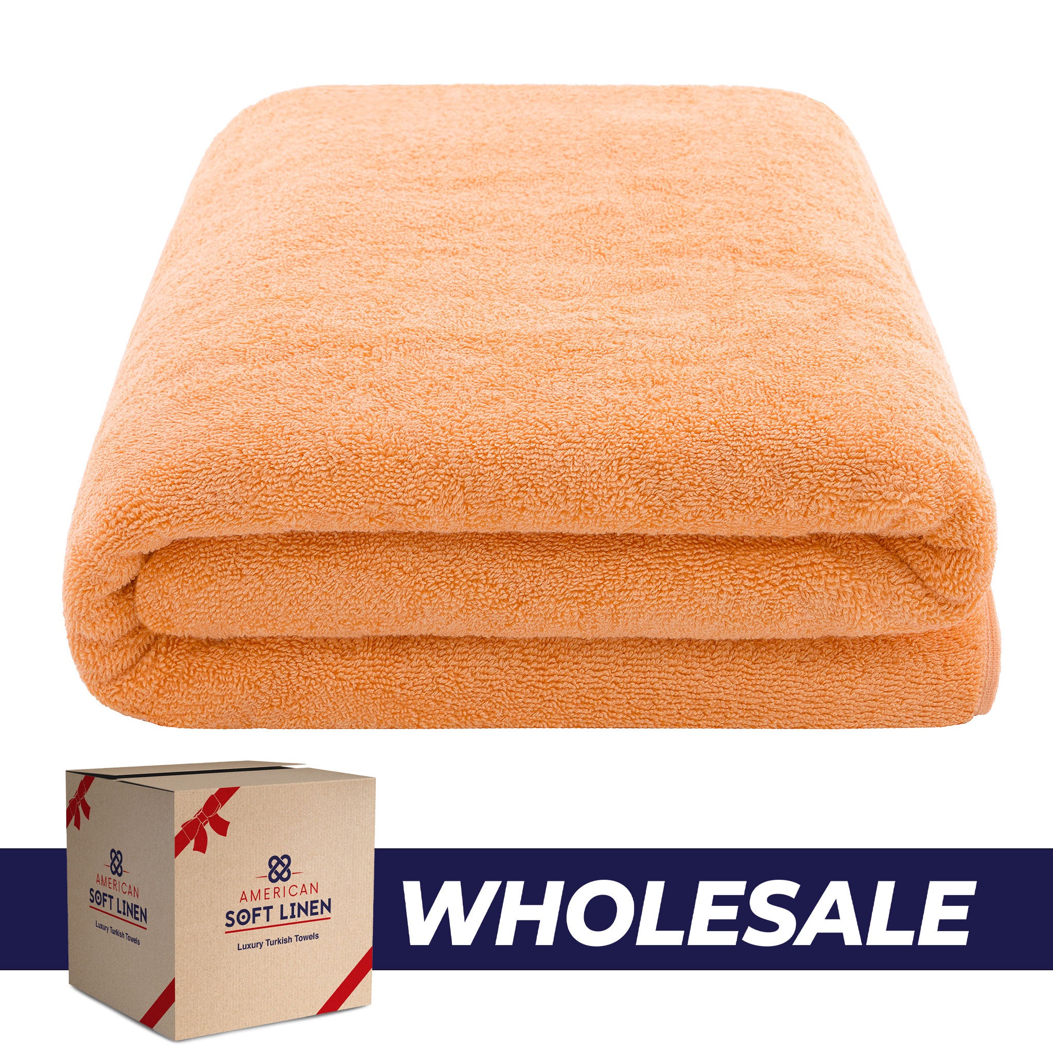 American-softlinen - 40x80 Inch Oversized Bath Sheet Turkish Bath Towel - 12 Piece Case Pack - Malibu-Peach - 0