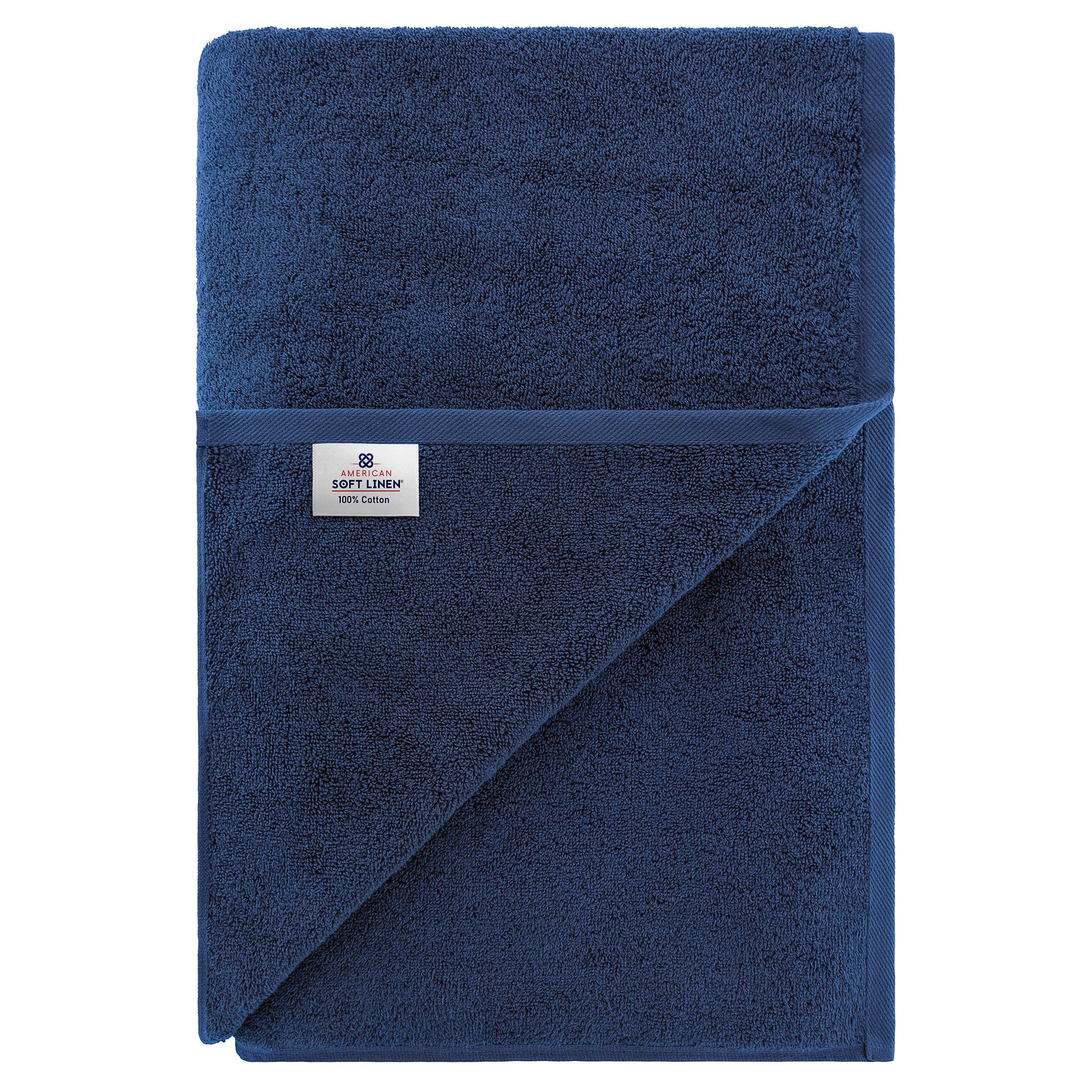 American-softlinen - 40x80 Inch Oversized Bath Sheet Turkish Bath Towel - 12 Piece Case Pack - Navy-Blue - 6