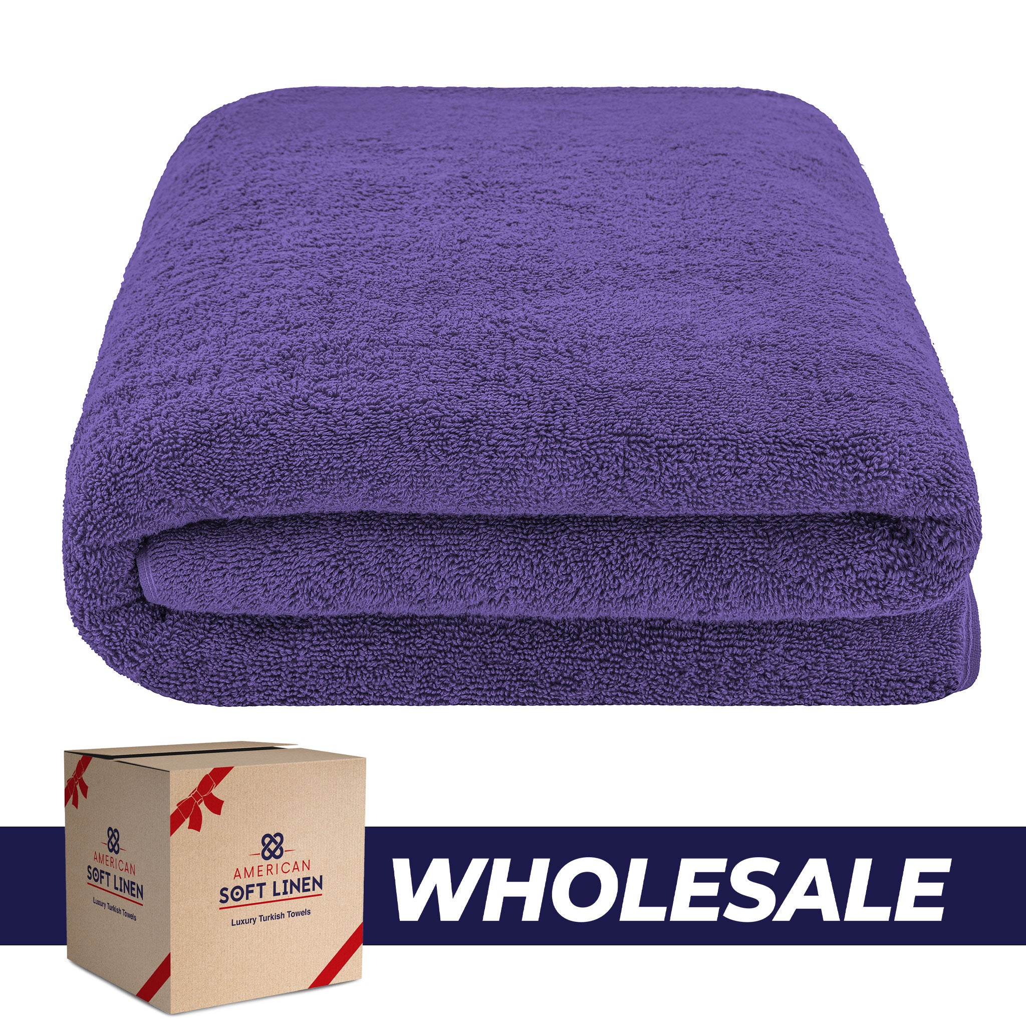 American-softlinen - 40x80 Inch Oversized Bath Sheet Turkish Bath Towel - 12 Piece Case Pack - Purple - 0