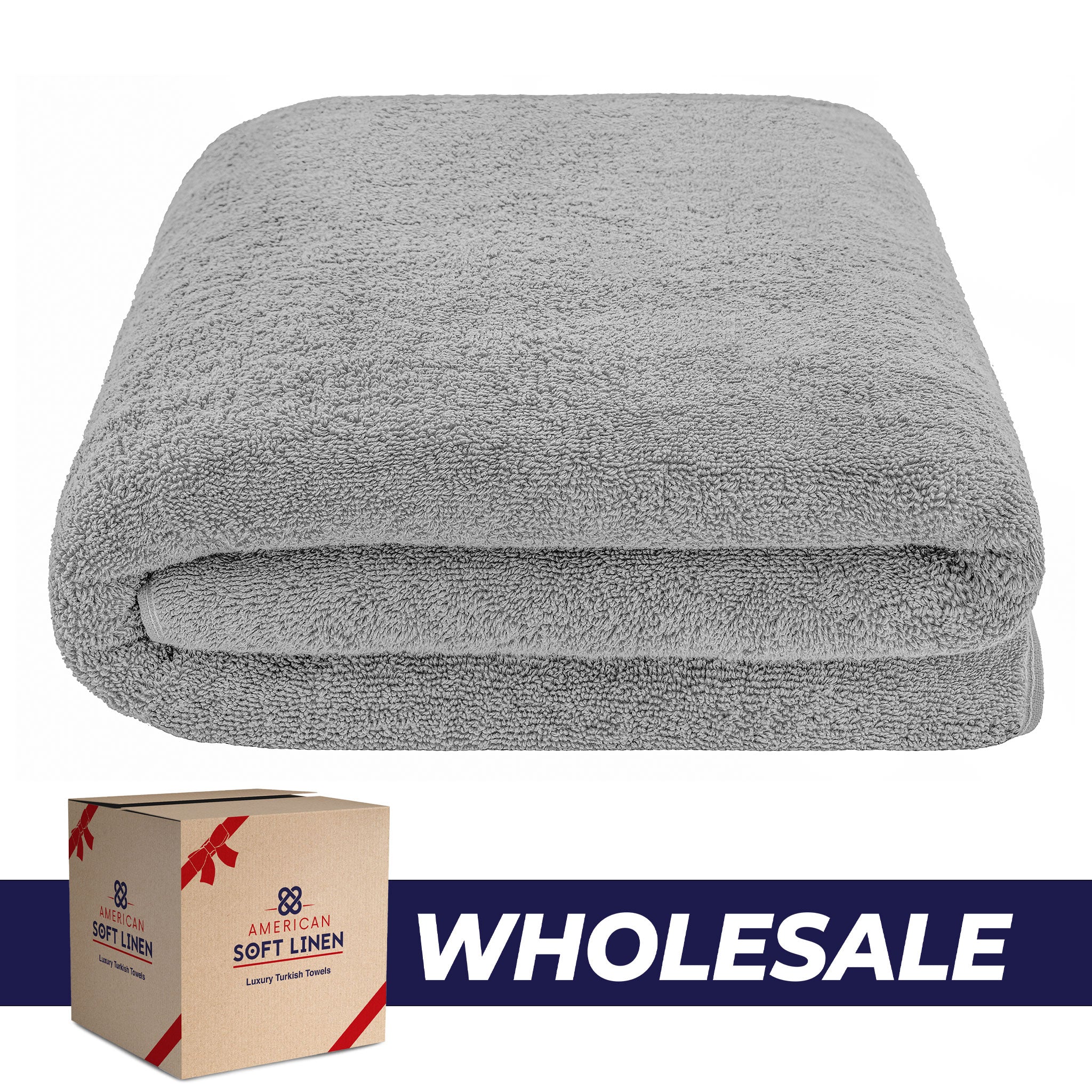 American-softlinen - 40x80 Inch Oversized Bath Sheet Turkish Bath Towel - 12 Piece Case Pack - Rockridge-Gray - 0