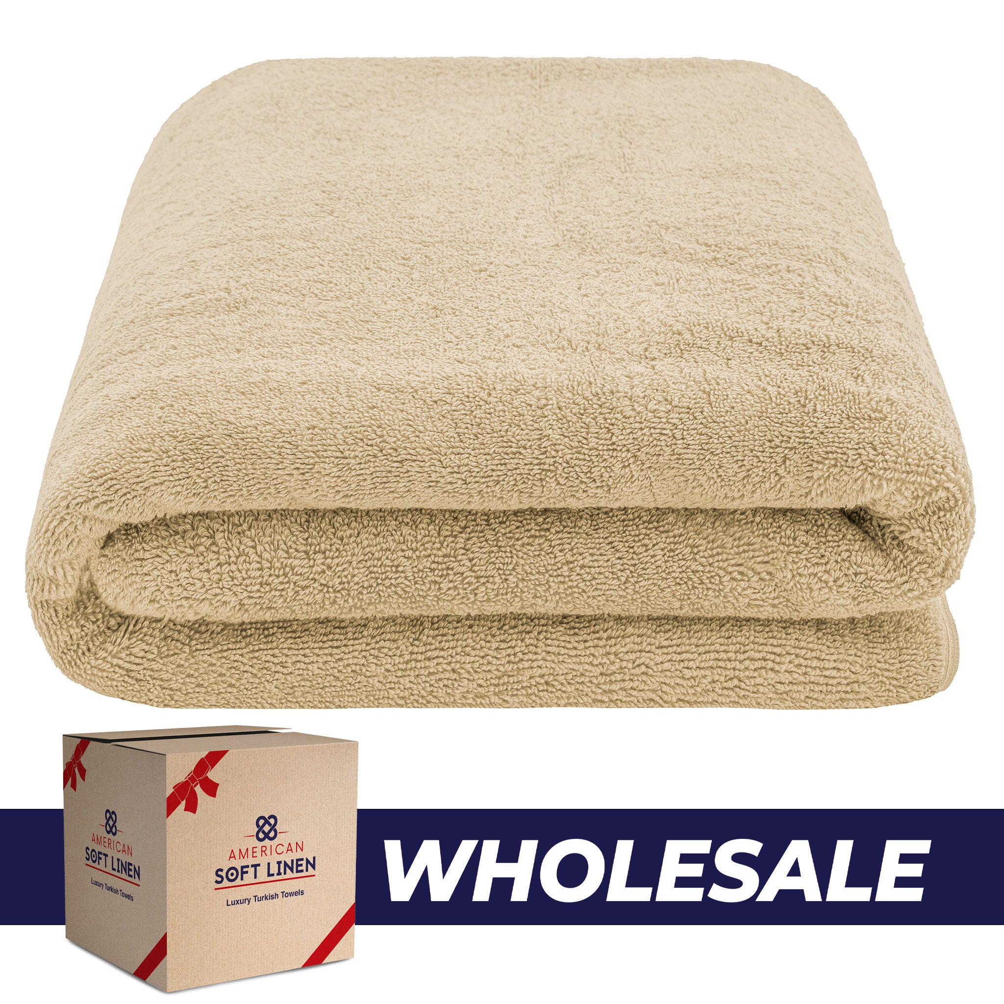 American-softlinen - 40x80 Inch Oversized Bath Sheet Turkish Bath Towel - 12 Piece Case Pack - Sand-Taupe - 0