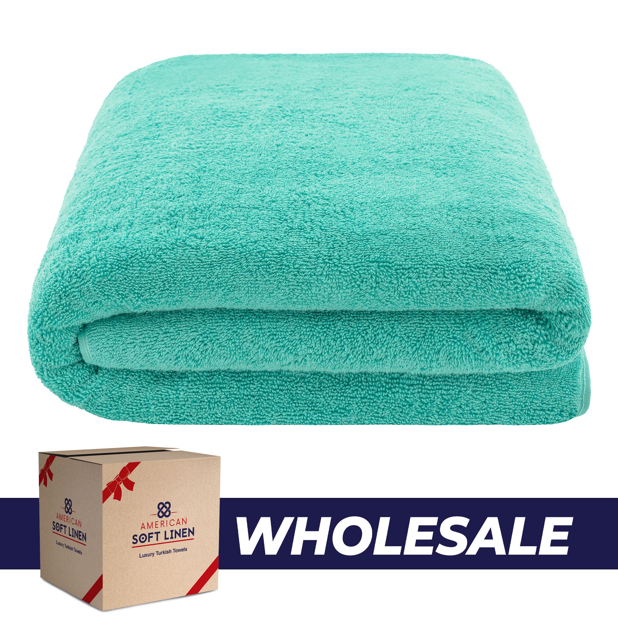 American-softlinen - 40x80 Inch Oversized Bath Sheet Turkish Bath Towel - 12 Piece Case Pack - Turquoise-Blue - 0