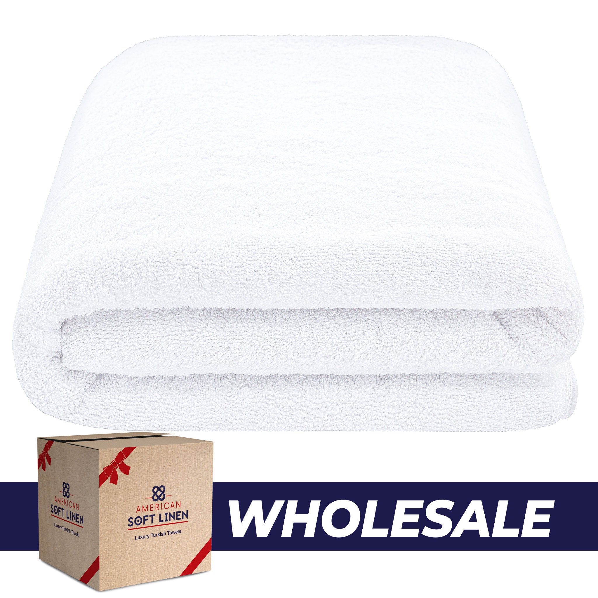 American-softlinen - 40x80 Inch Oversized Bath Sheet Turkish Bath Towel - 12 Piece Case Pack - White - 0