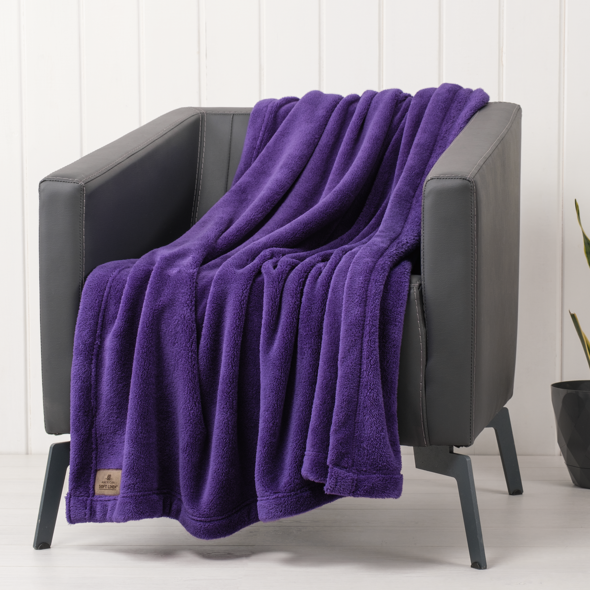 American-softlinen - Bedding Fleece Blanket - Throw Size 50x60 inches - Purple - 1