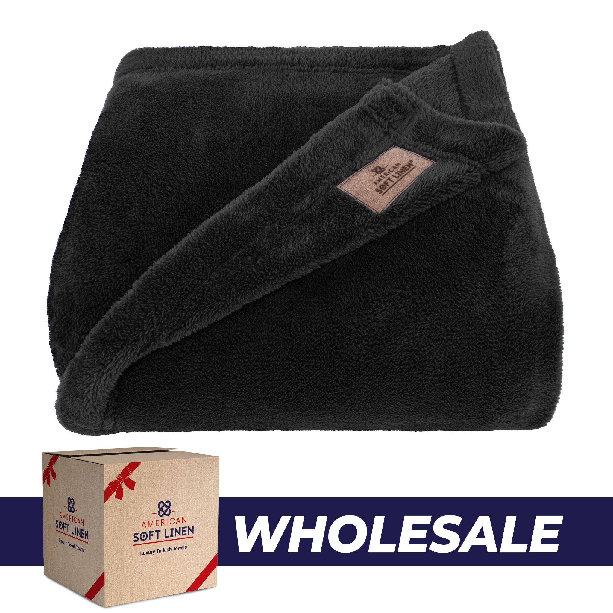 American-softlinen - Bedding Fleece Blanket - Wholesale - 15 Set Case Pack - Twin Size 60x80 inches - Black - 0