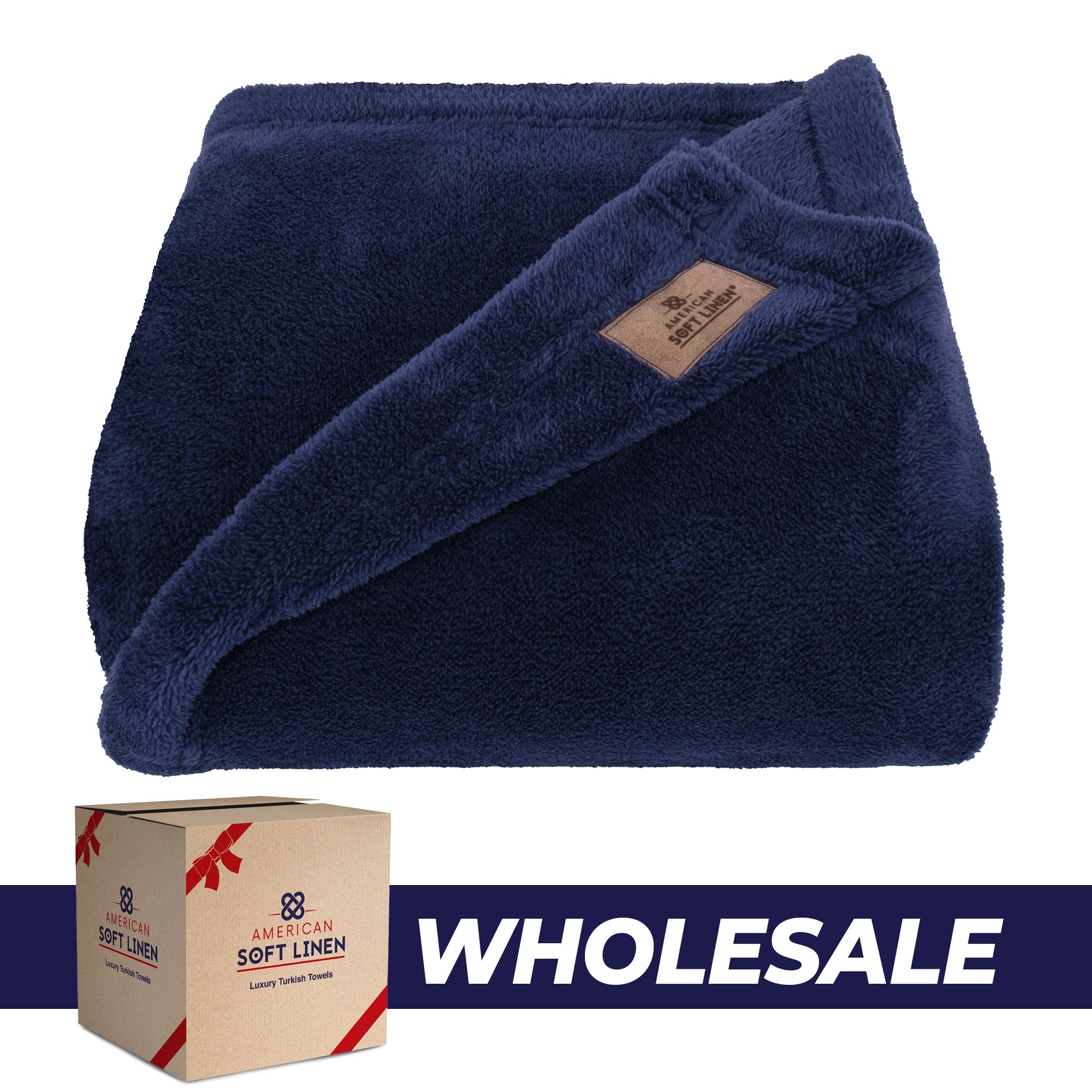 American-softlinen - Bedding Fleece Blanket - Wholesale - 15 Set Case Pack - Twin Size 60x80 inches - Navy-Blue - 0