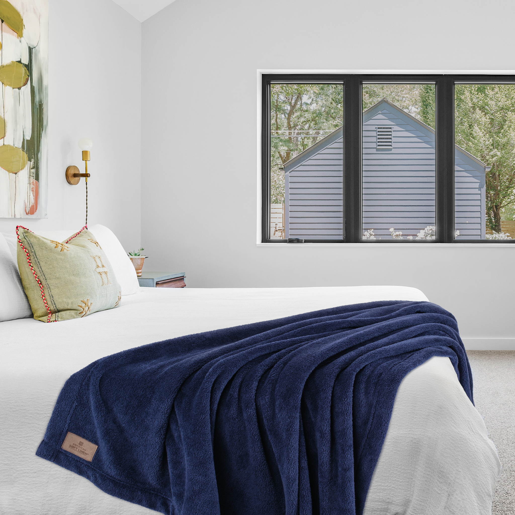 American-softlinen - Bedding Fleece Blanket - Wholesale - 15 Set Case Pack - Twin Size 60x80 inches - Navy-Blue - 2