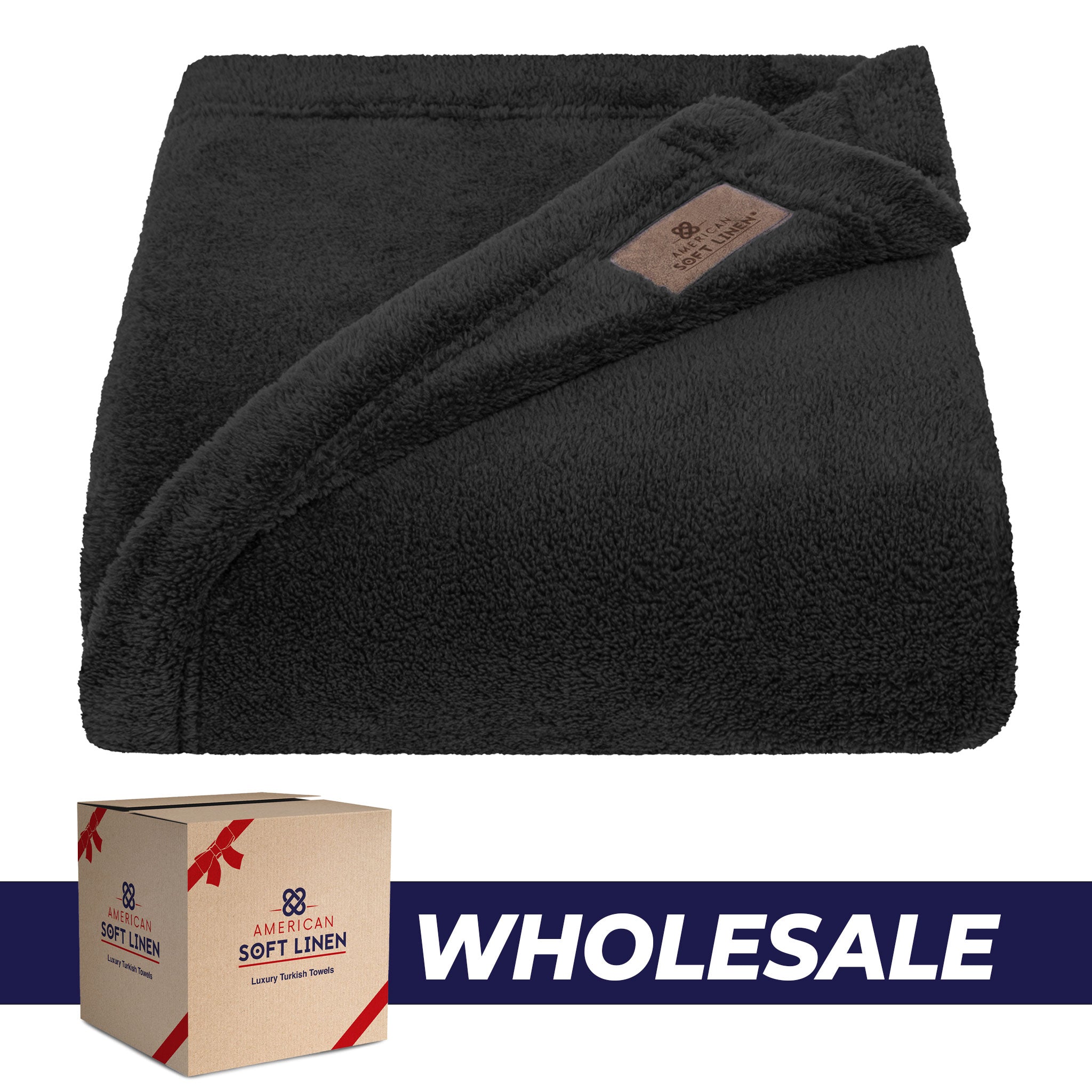 American-softlinen - Bedding Fleece Blanket - Wholesale - 24 Set Case Pack - Throw Size 50x60 inches - Black - 0