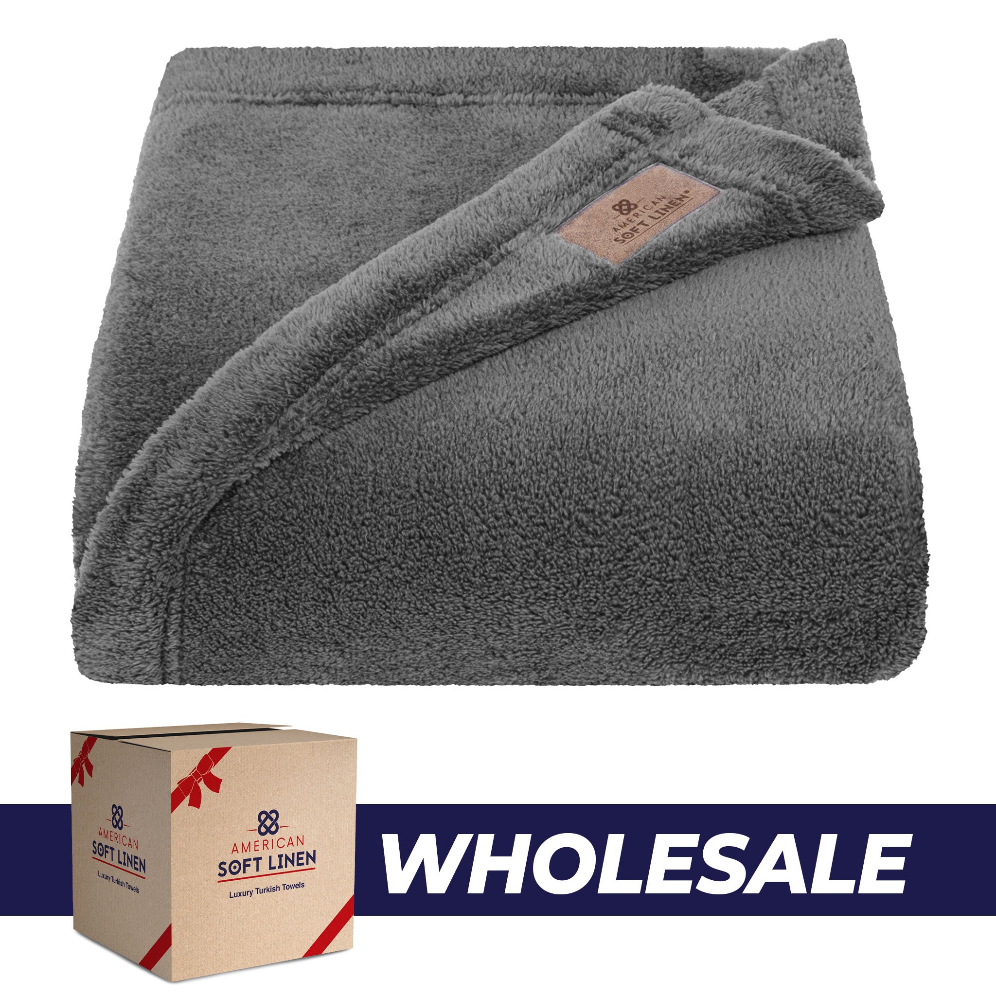 American-softlinen - Bedding Fleece Blanket - Wholesale - 24 Set Case Pack - Throw Size 50x60 inches - Gray - 0