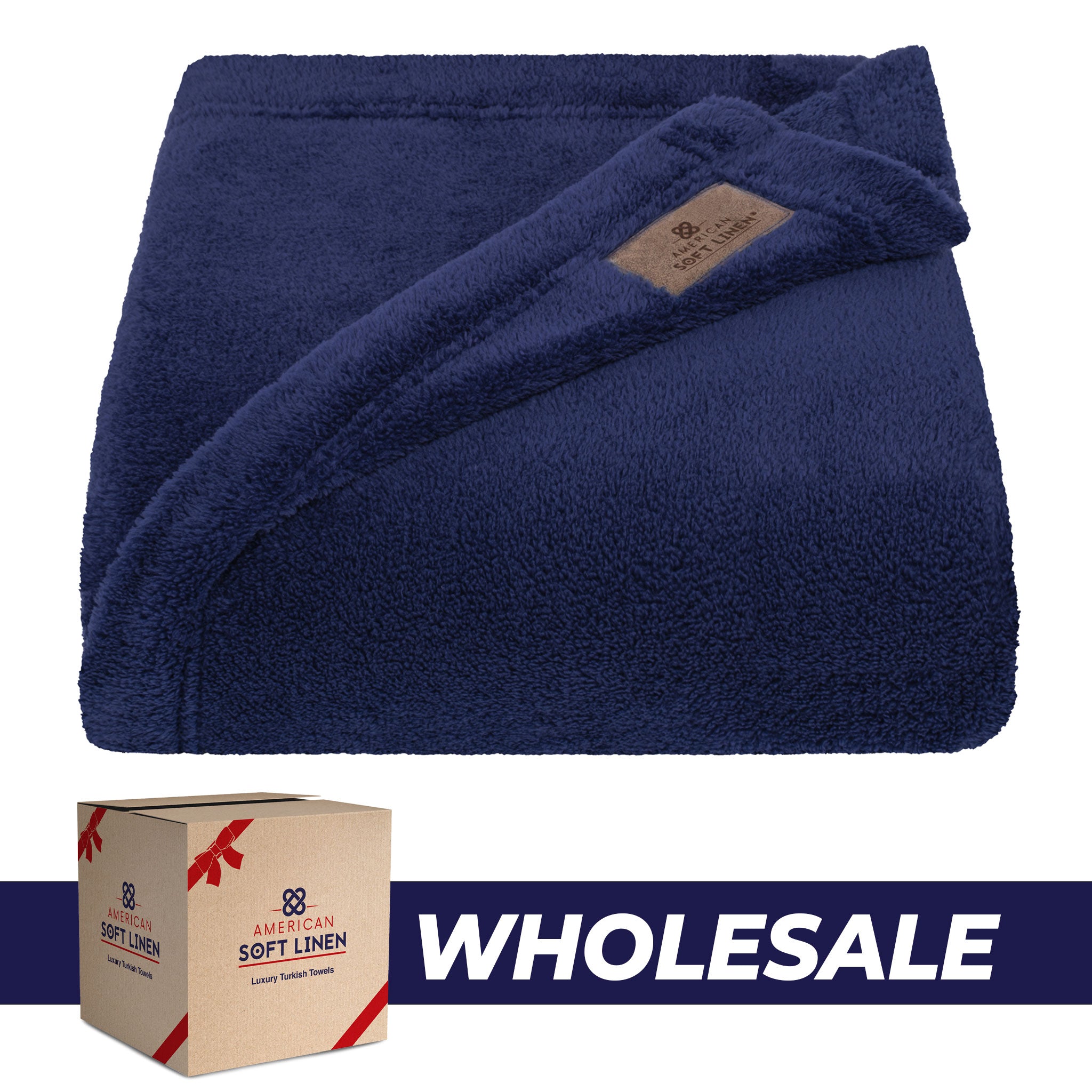 American-softlinen - Bedding Fleece Blanket - Wholesale - 24 Set Case Pack - Throw Size 50x60 inches - Navy-Blue - 0