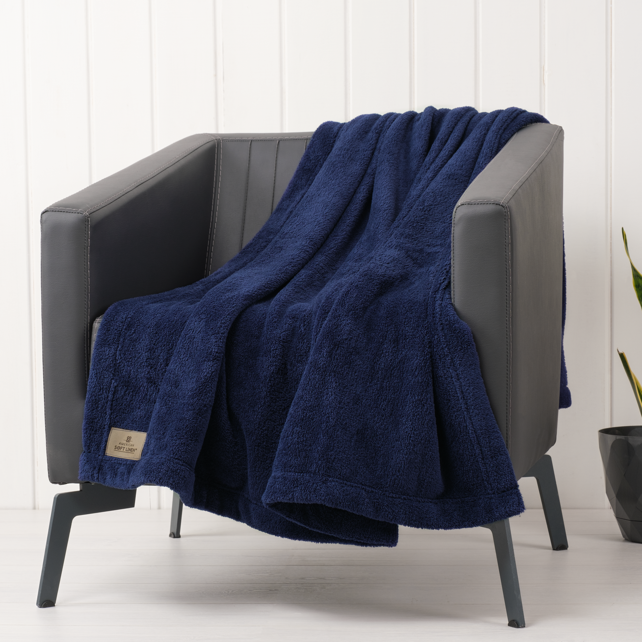 American-softlinen - Bedding Fleece Blanket - Wholesale - 24 Set Case Pack - Throw Size 50x60 inches - Navy-Blue - 1