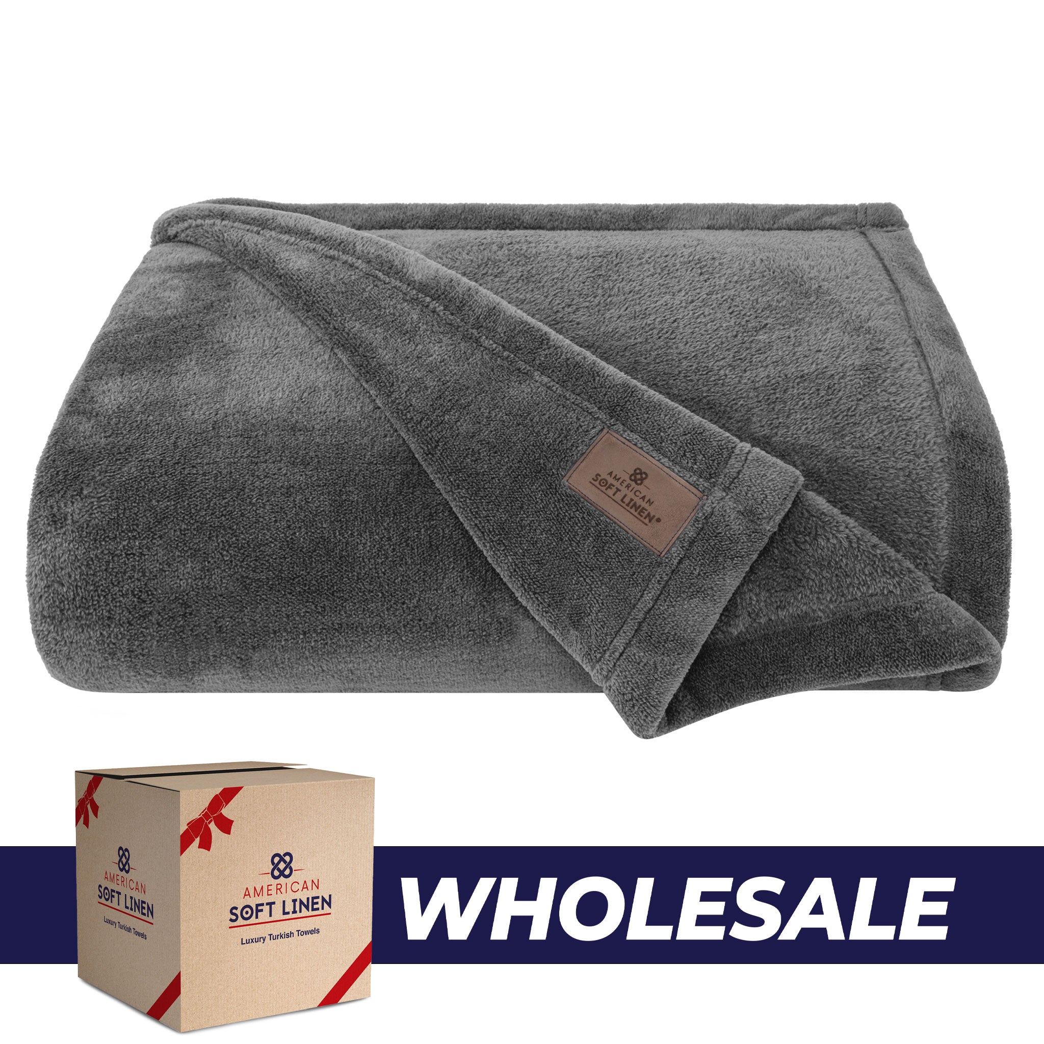 American-softlinen - Bedding Fleece Blanket - Wholesale - 9 Set Case Pack - Queen Size 85x90 inches - Gray - 0