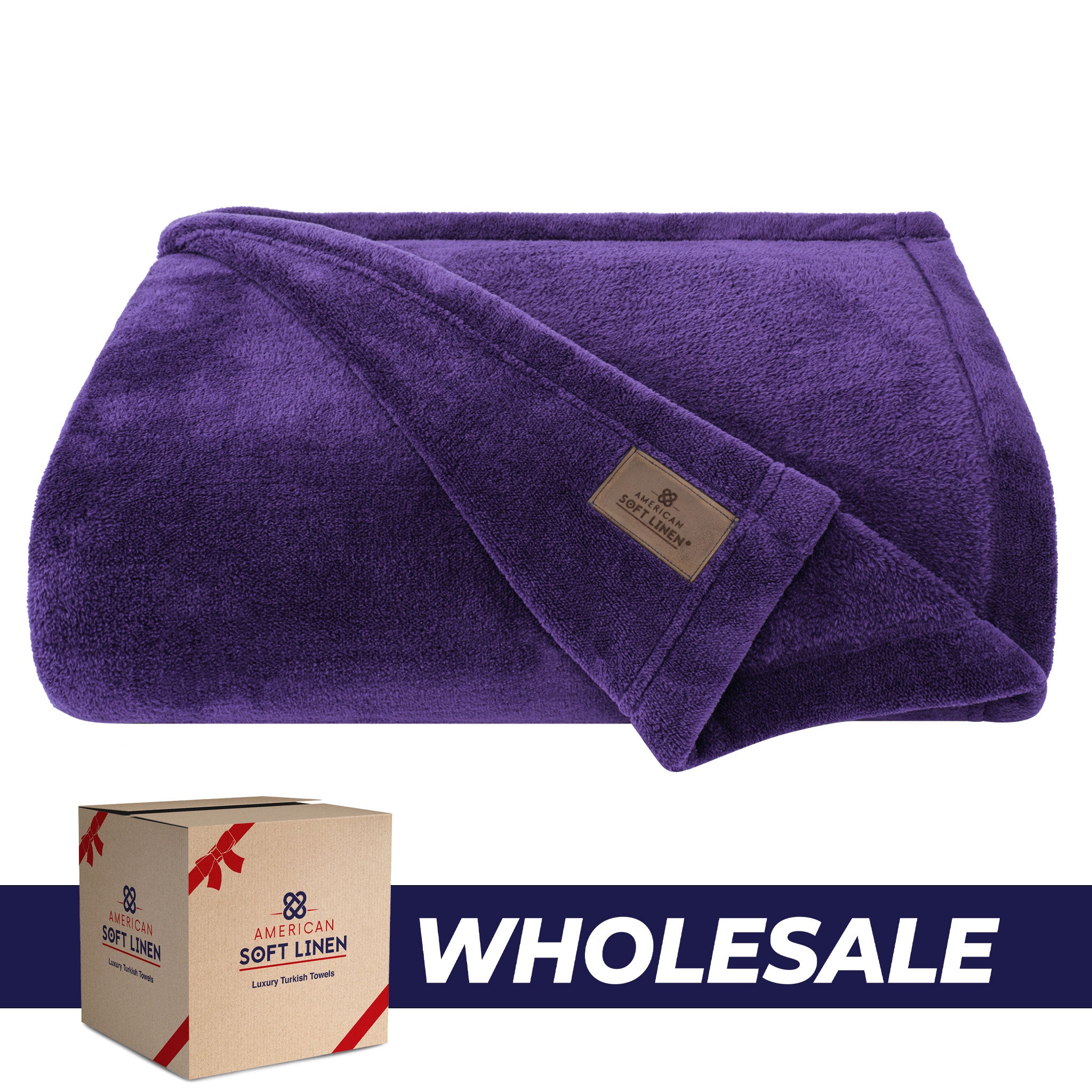 American-softlinen - Bedding Fleece Blanket - Wholesale - 9 Set Case Pack - Queen Size 85x90 inches - Purple - 0