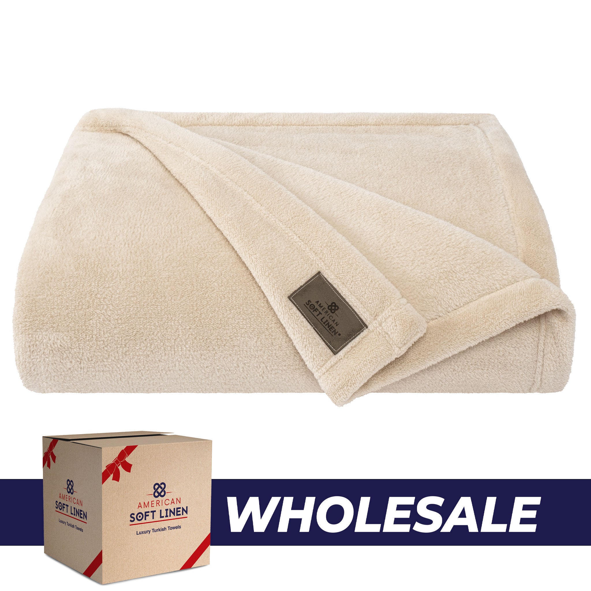 American-softlinen - Bedding Fleece Blanket - Wholesale - 9 Set Case Pack - Queen Size 85x90 inches - Sand-Taupe - 0