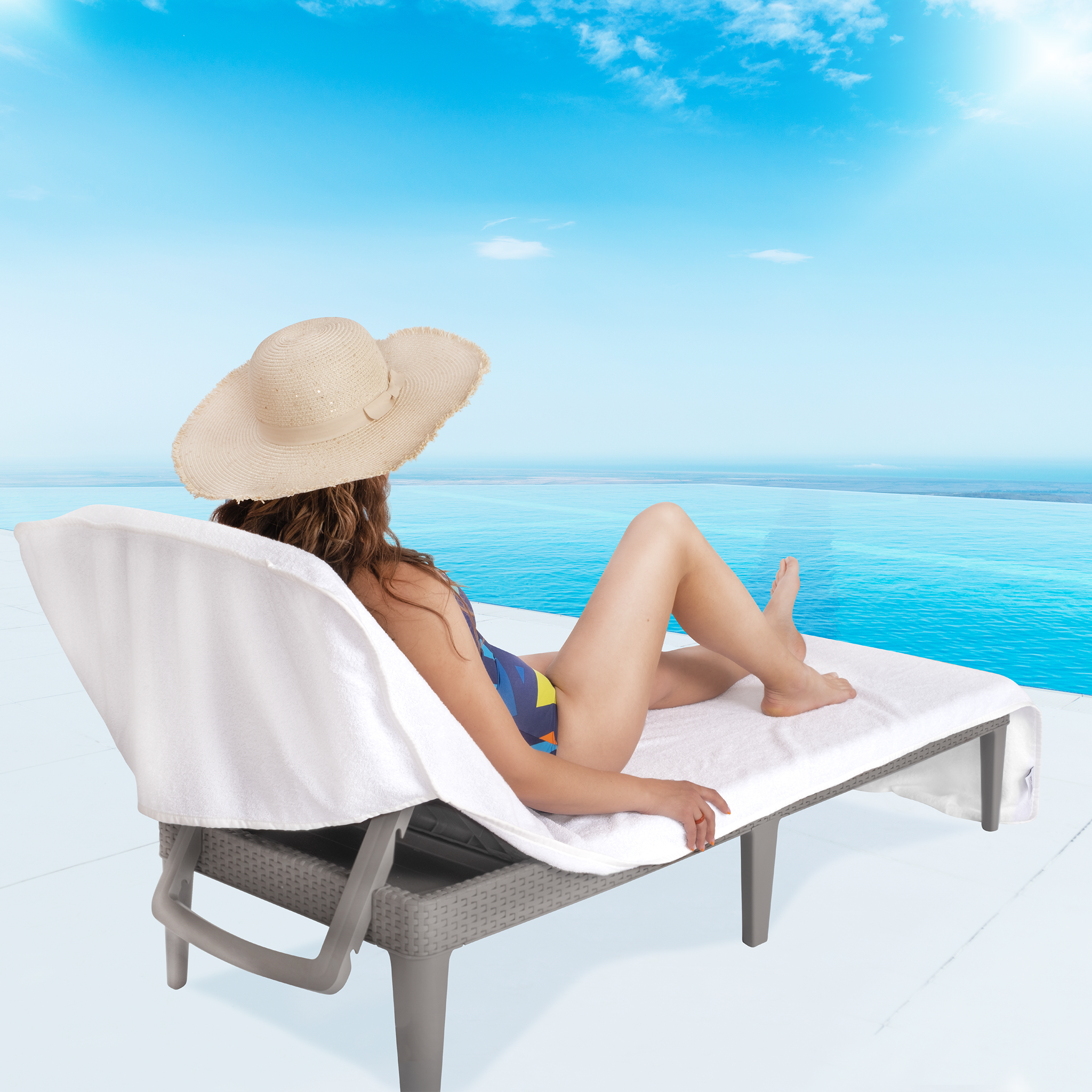 American-softlinen - Chaise Lounge Covers Towels - White - 1
