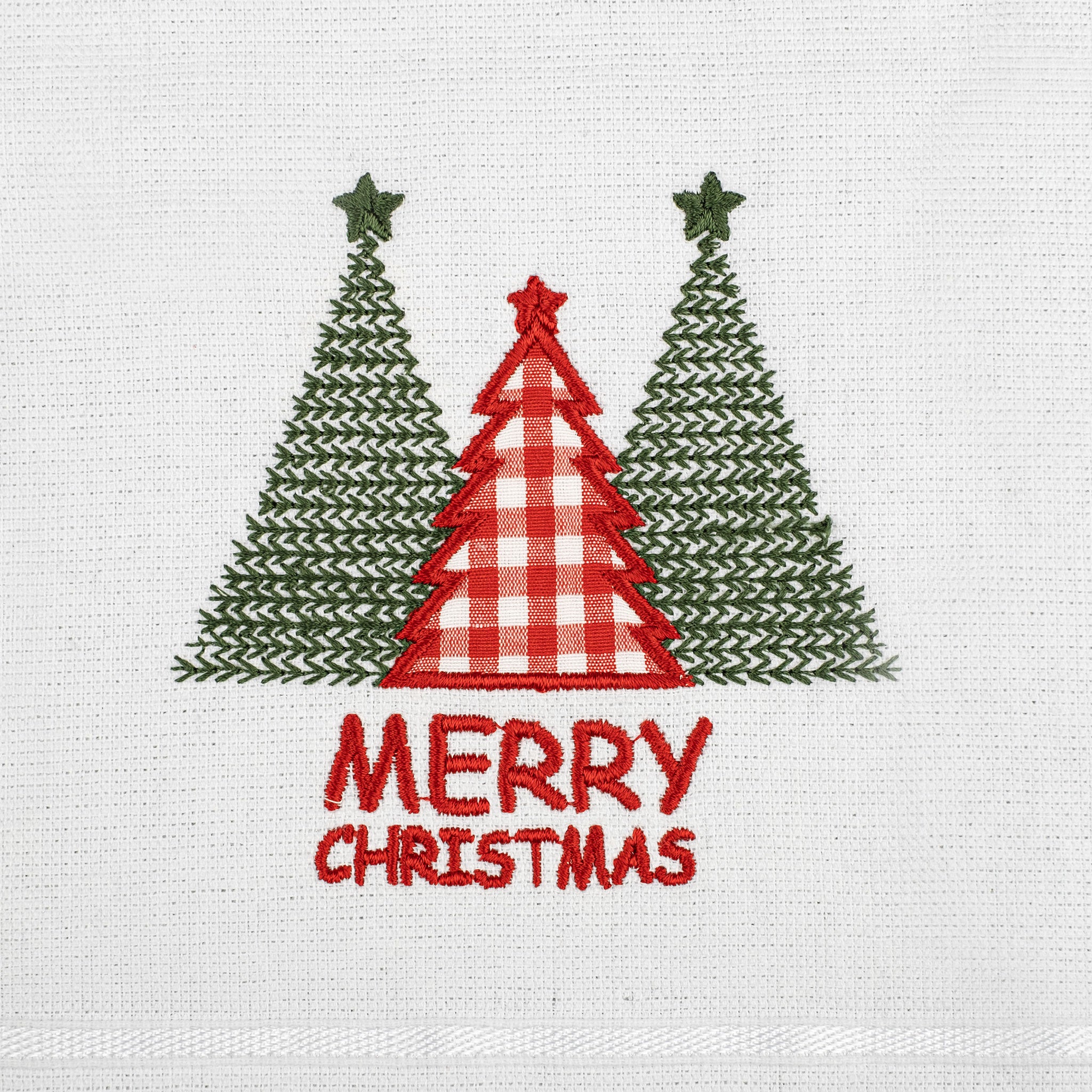  American-softlinen - Christmas Towels Set 2 Packed Embroidered Turkish Cotton Hand Towels - Christmas Tree Socks - 2