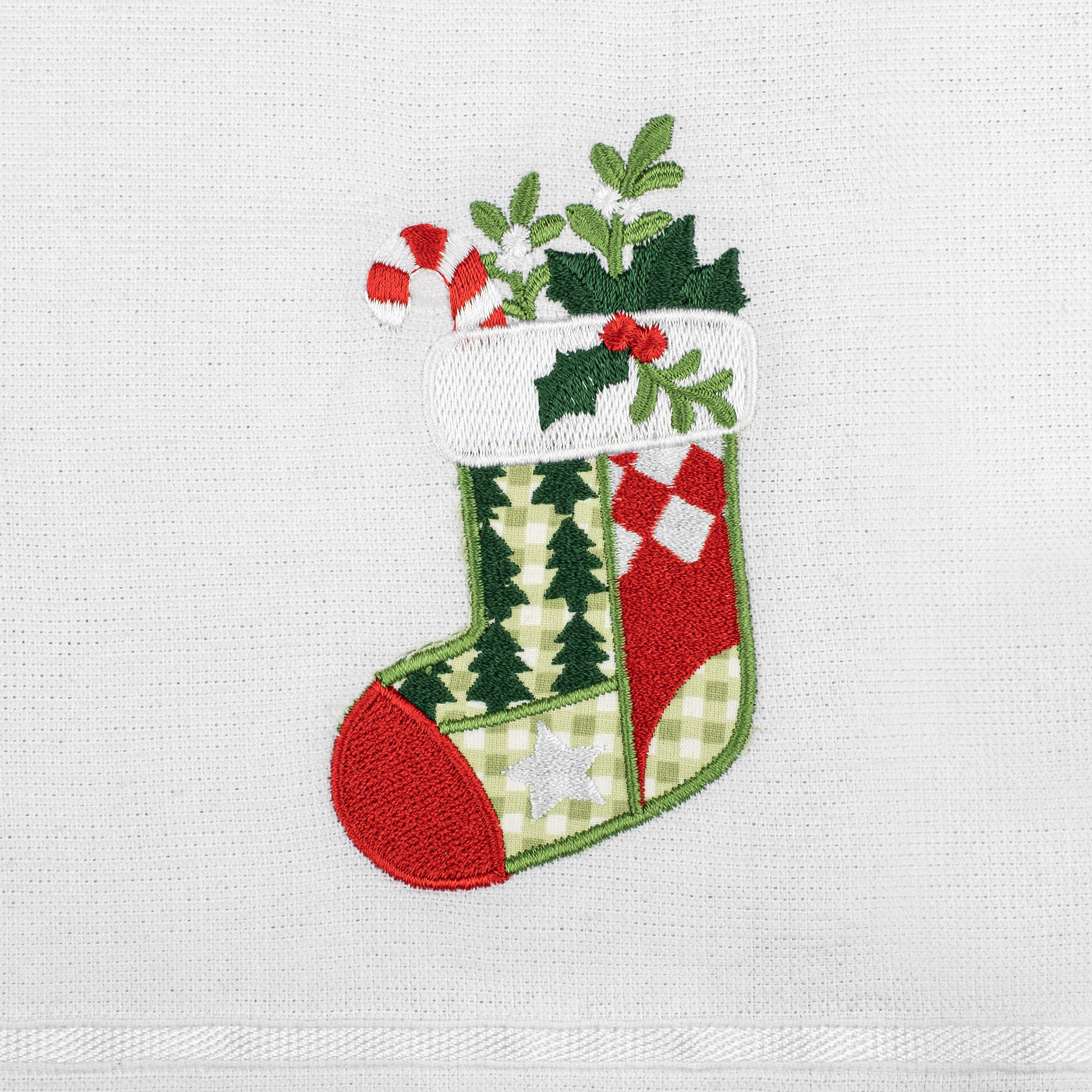  American-softlinen - Christmas Towels Set 2 Packed Embroidered Turkish Cotton Hand Towels - Christmas Tree Socks - 3
