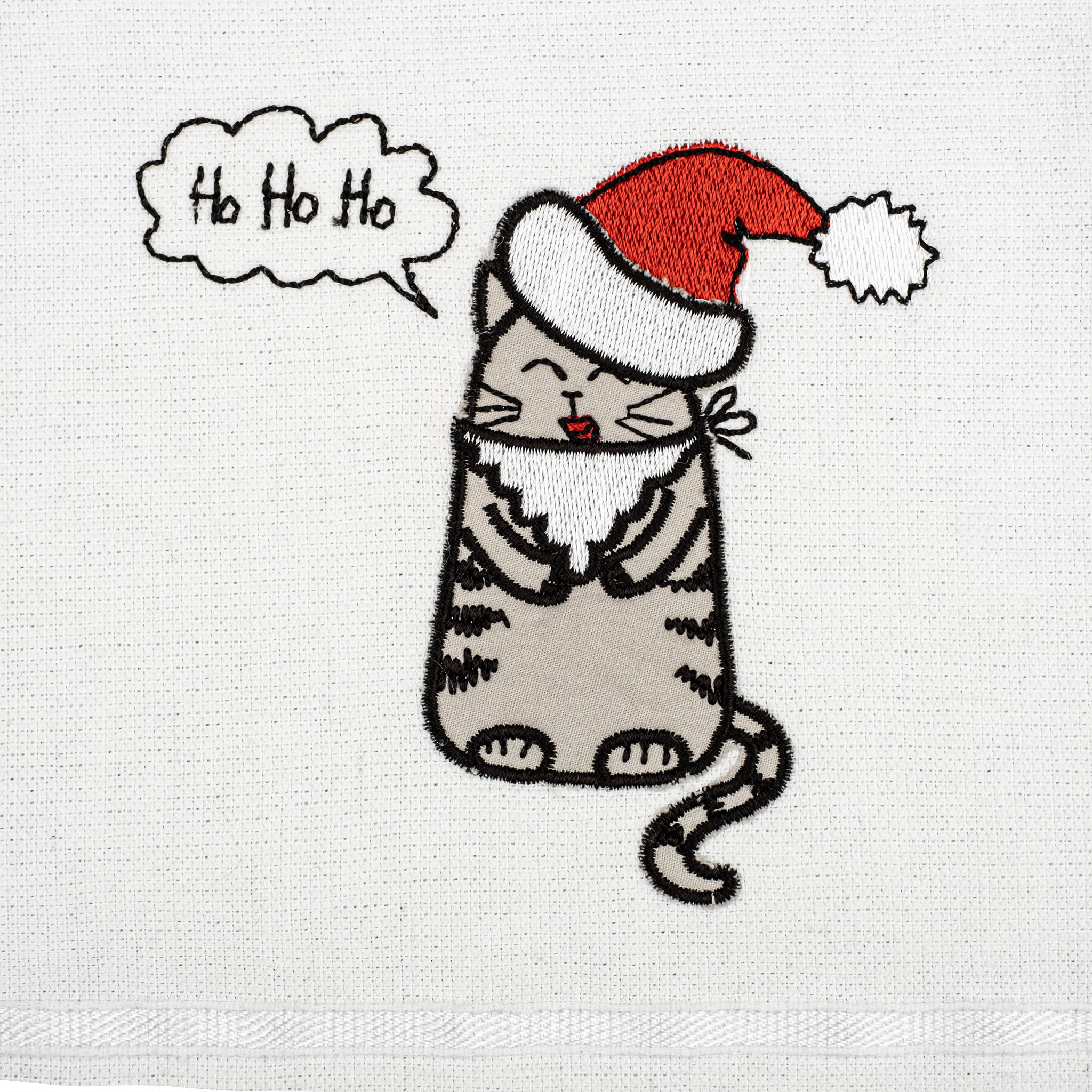  American-softlinen - Christmas Towels Set 2 Packed Embroidered Turkish Cotton Hand Towels - Joy Cat - 2