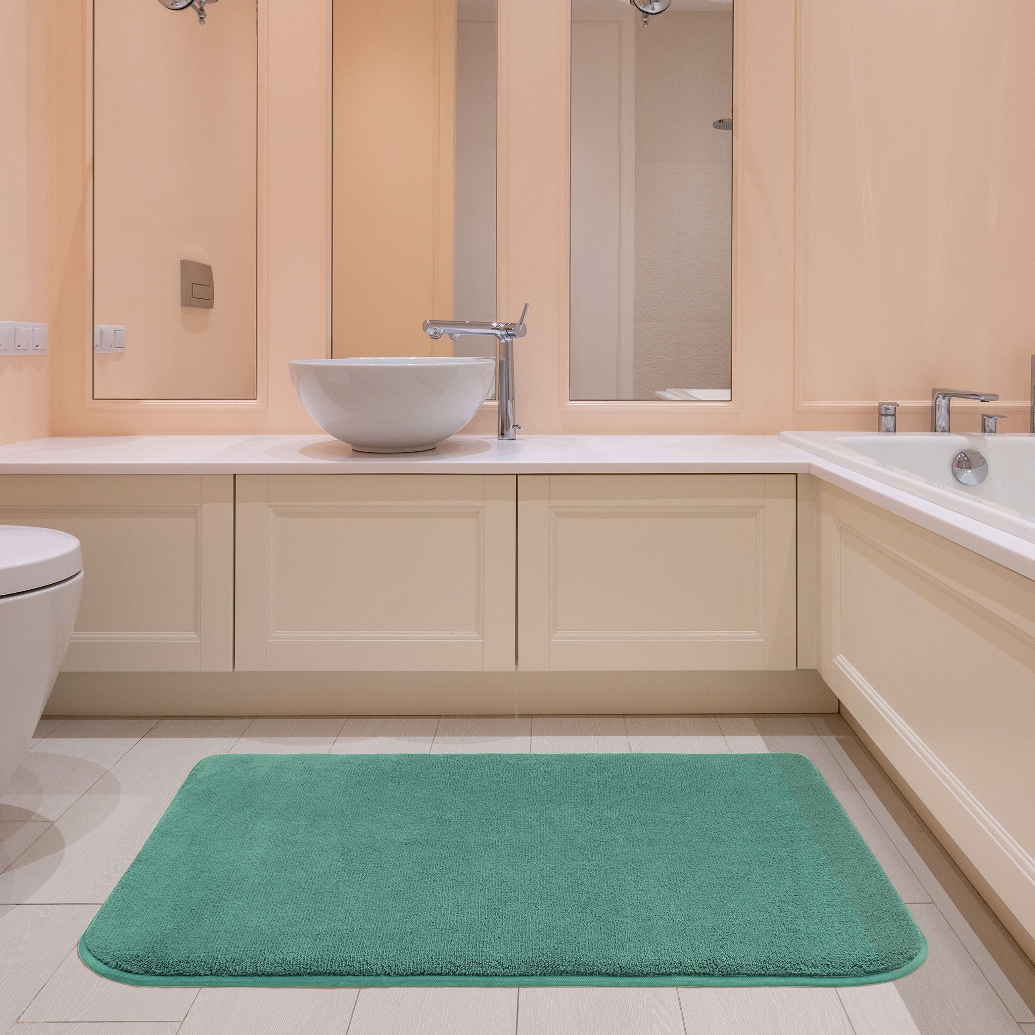 American-softlinen - Fluffy Foamed Non-Slip Bath Rug-21x32 Inch - Colonial-Blue - 2