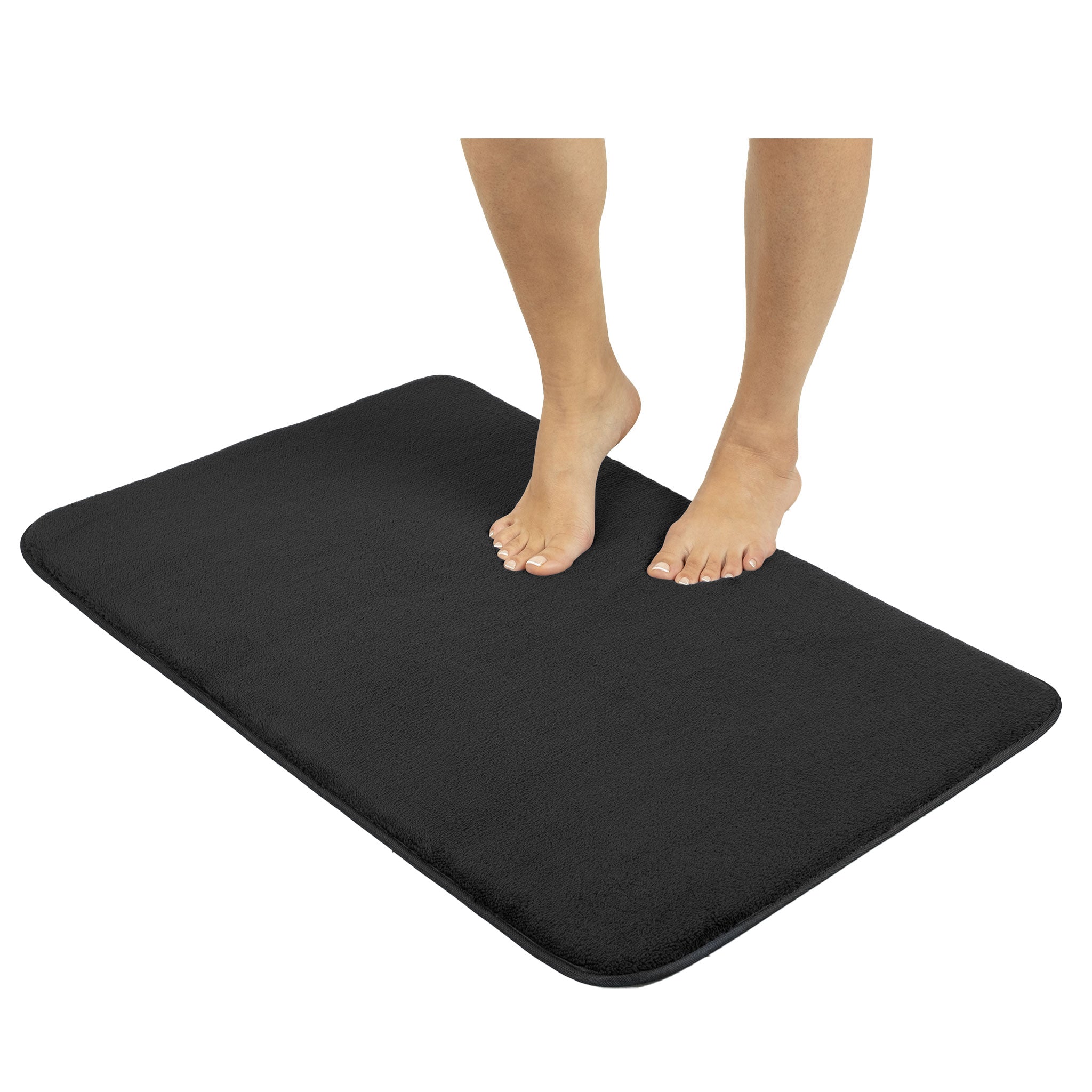 American-softlinen - Fluffy Foamed Non-Slip Bath Rug 21x32 Inch -  18 Set Case Pack - Black - 1