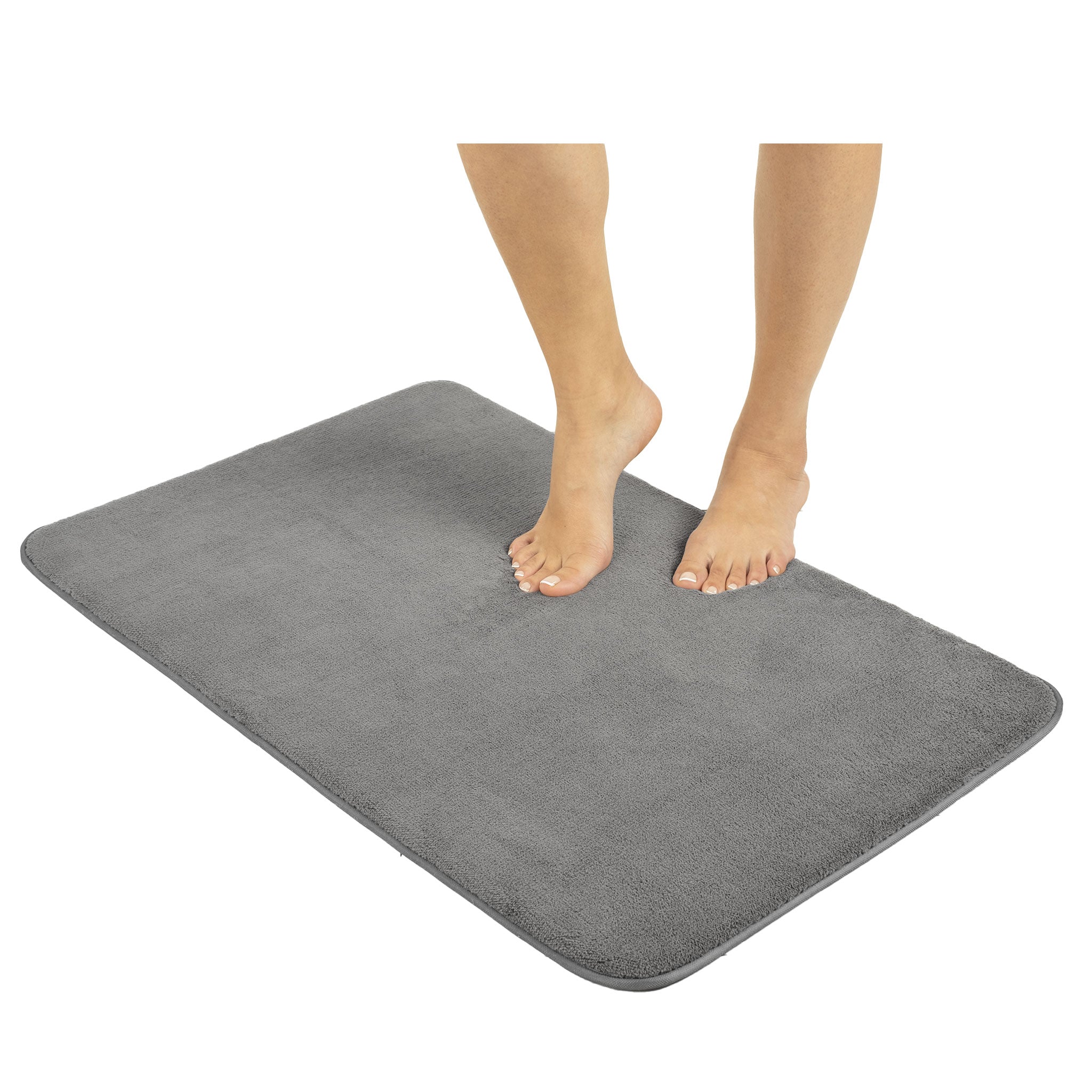 American-softlinen - Fluffy Foamed Non-Slip Bath Rug 21x32 Inch -  18 Set Case Pack - Gray - 1