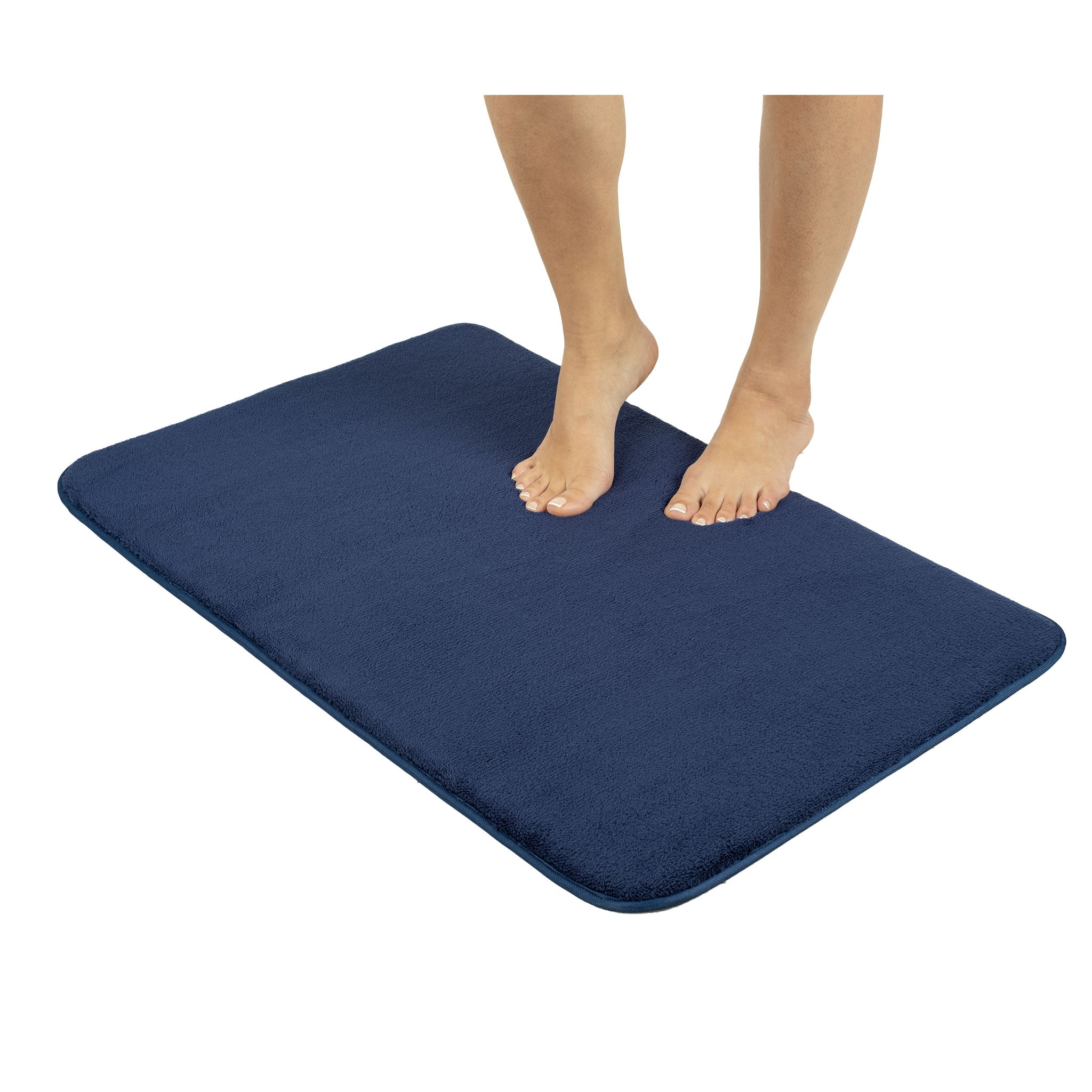 American-softlinen - Fluffy Foamed Non-Slip Bath Rug 21x32 Inch -  18 Set Case Pack - Navy-Blue - 1