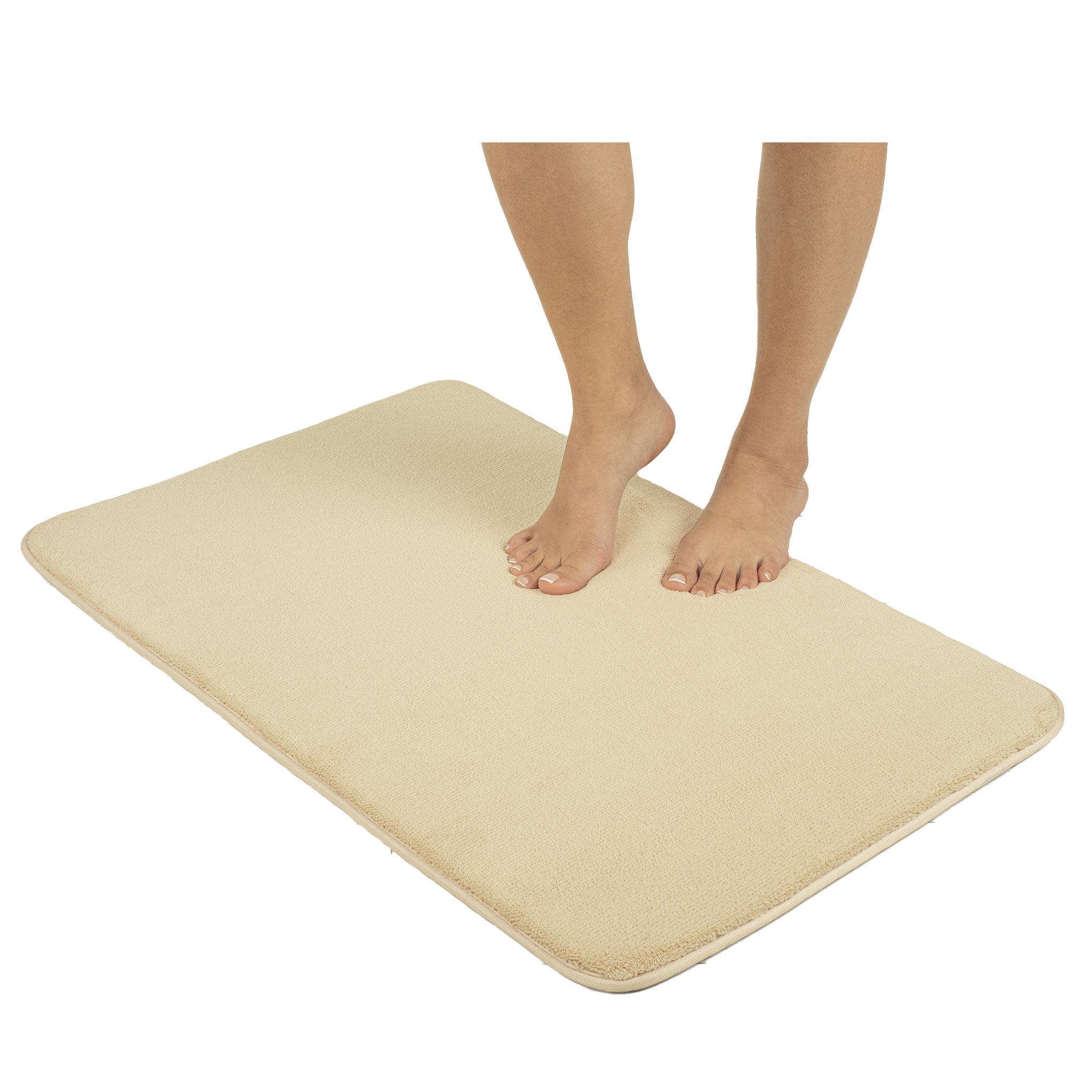 American-softlinen - Fluffy Foamed Non-Slip Bath Rug 21x32 Inch -  18 Set Case Pack - Sand-Taupe - 1