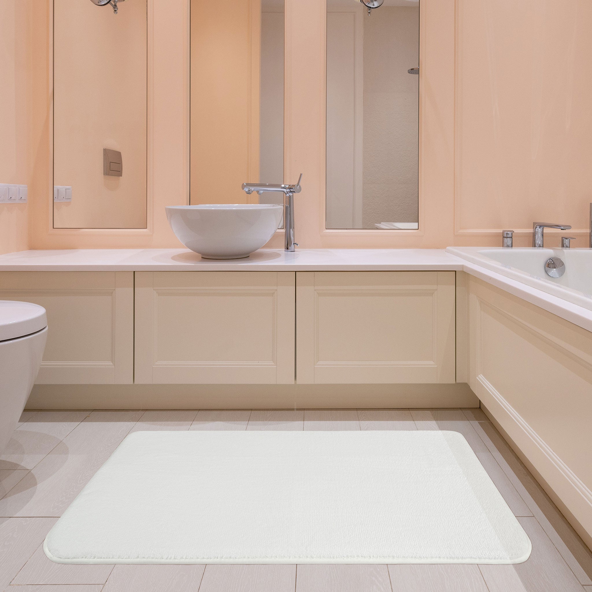 American-softlinen - Fluffy Foamed Non-Slip Bath Rug 21x32 Inch -  18 Set Case Pack - White - 2