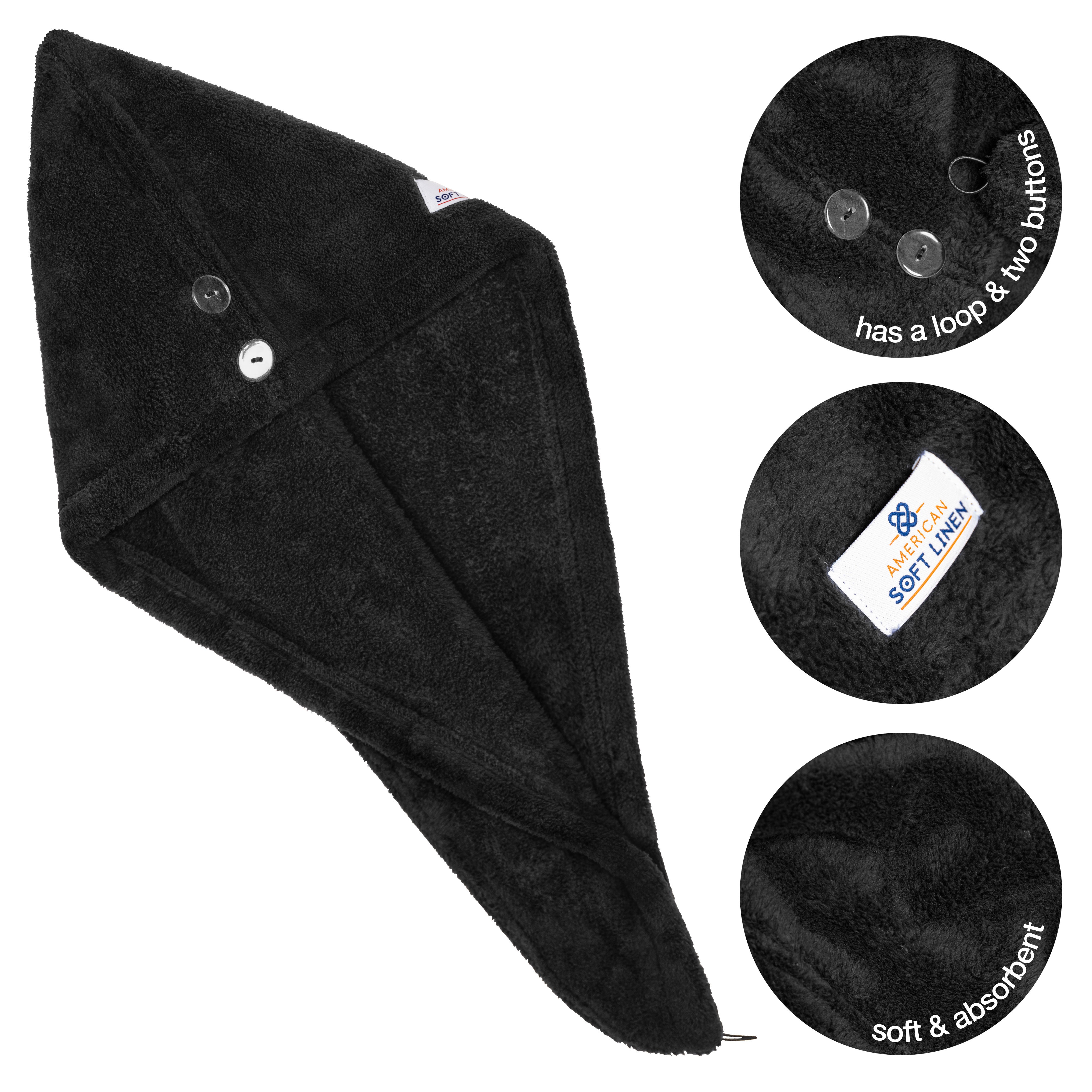 American-softlinen - Hair Drying Towel - 1-PACKED - 90 Piece Case Pack - Black - 5