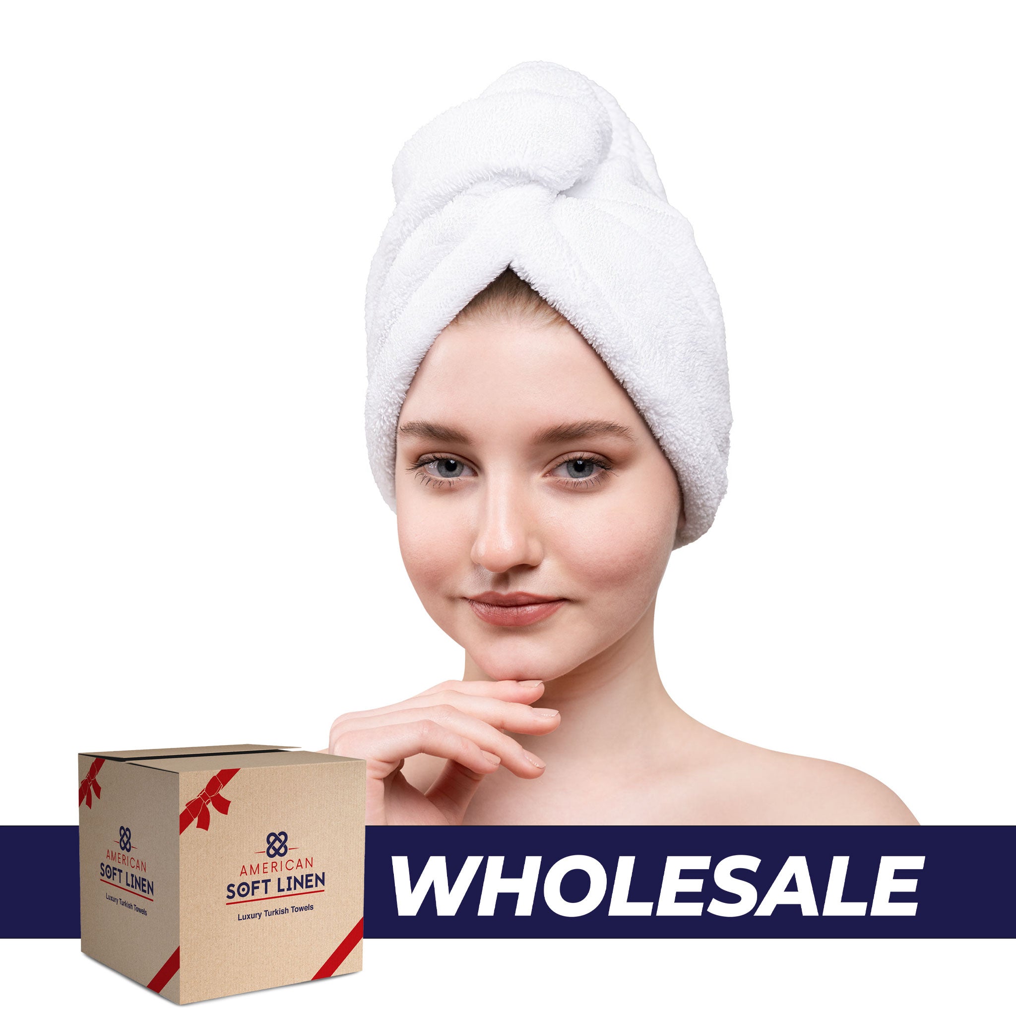 American-softlinen - Hair Drying Towel - 1-PACKED - 90 Piece Case Pack - White - 0