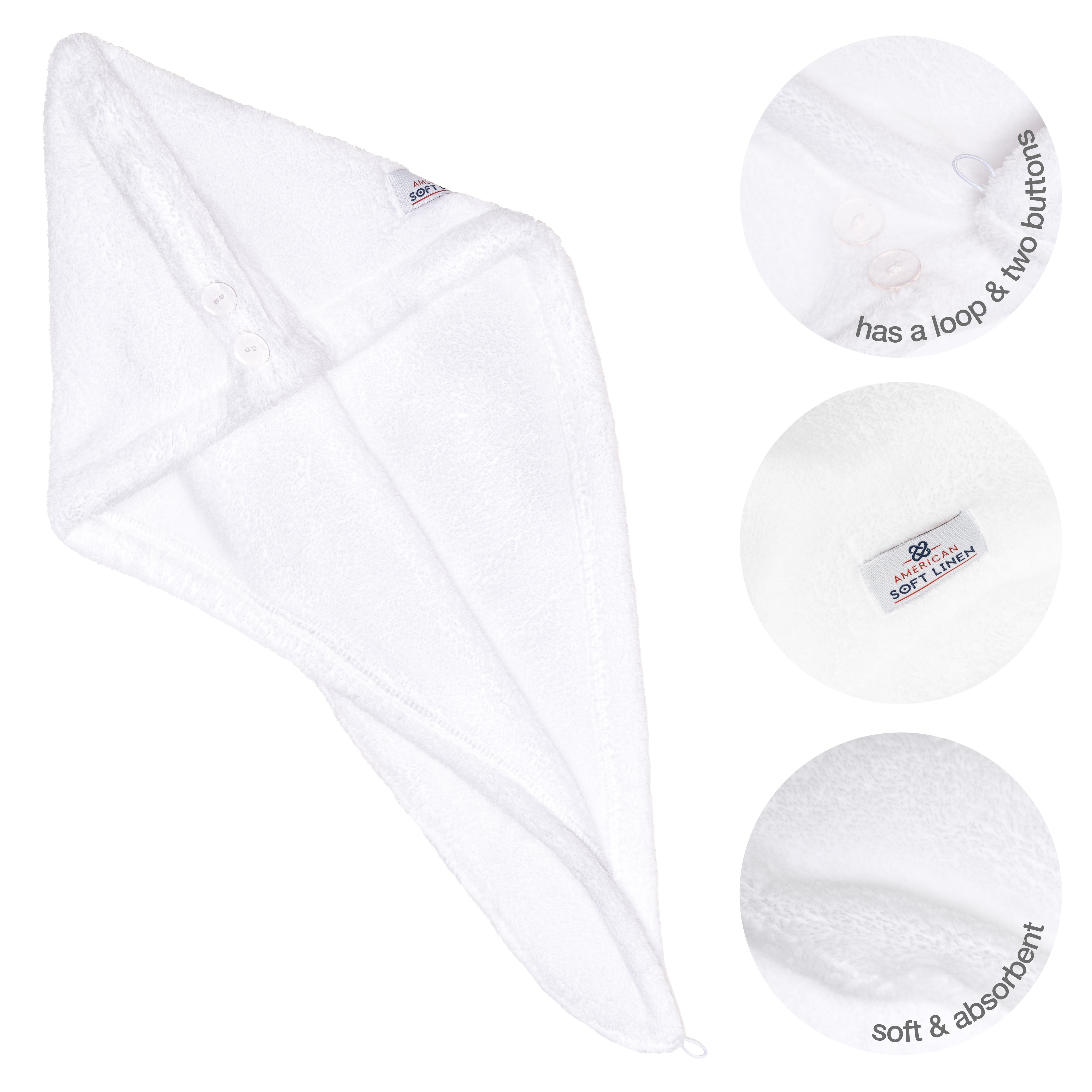 American-softlinen - Hair Drying Towel - 1-PACKED - 90 Piece Case Pack - White - 5