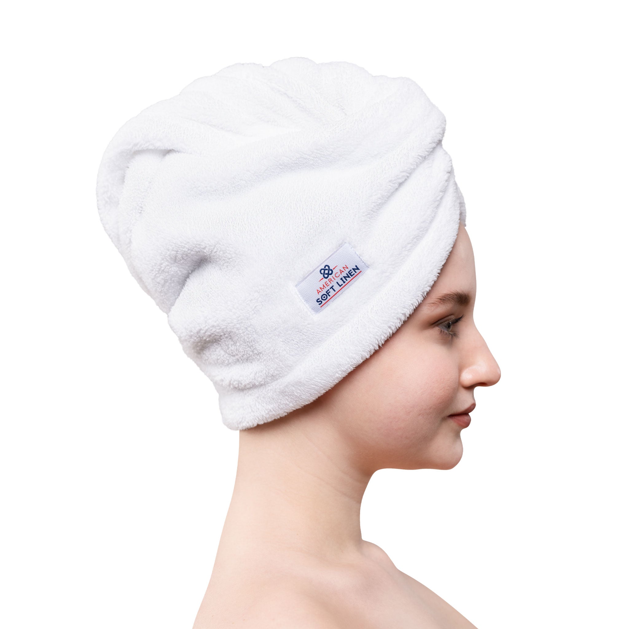 American-softlinen - Hair Drying Towel - 2-PACKED - 50 Piece Case Pack - White - 2