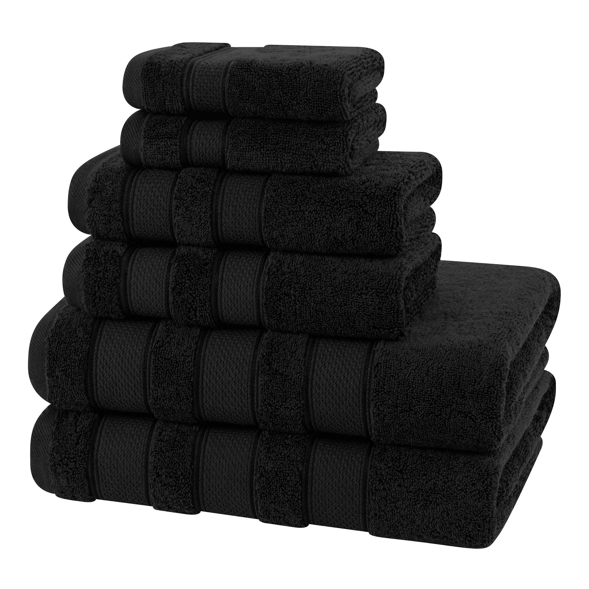American-softlinen - Salem 6 Piece Turkish Combed Cotton Luxury Bath Towel Set - 10 Set Case Pack - Black - 6