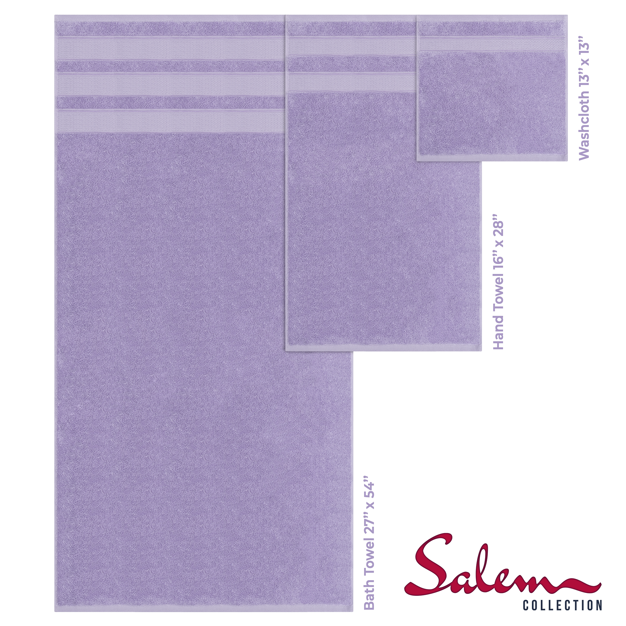 American-softlinen - Salem 6 Piece Turkish Combed Cotton Luxury Bath Towel Set - 10 Set Case Pack - Lilac - 4