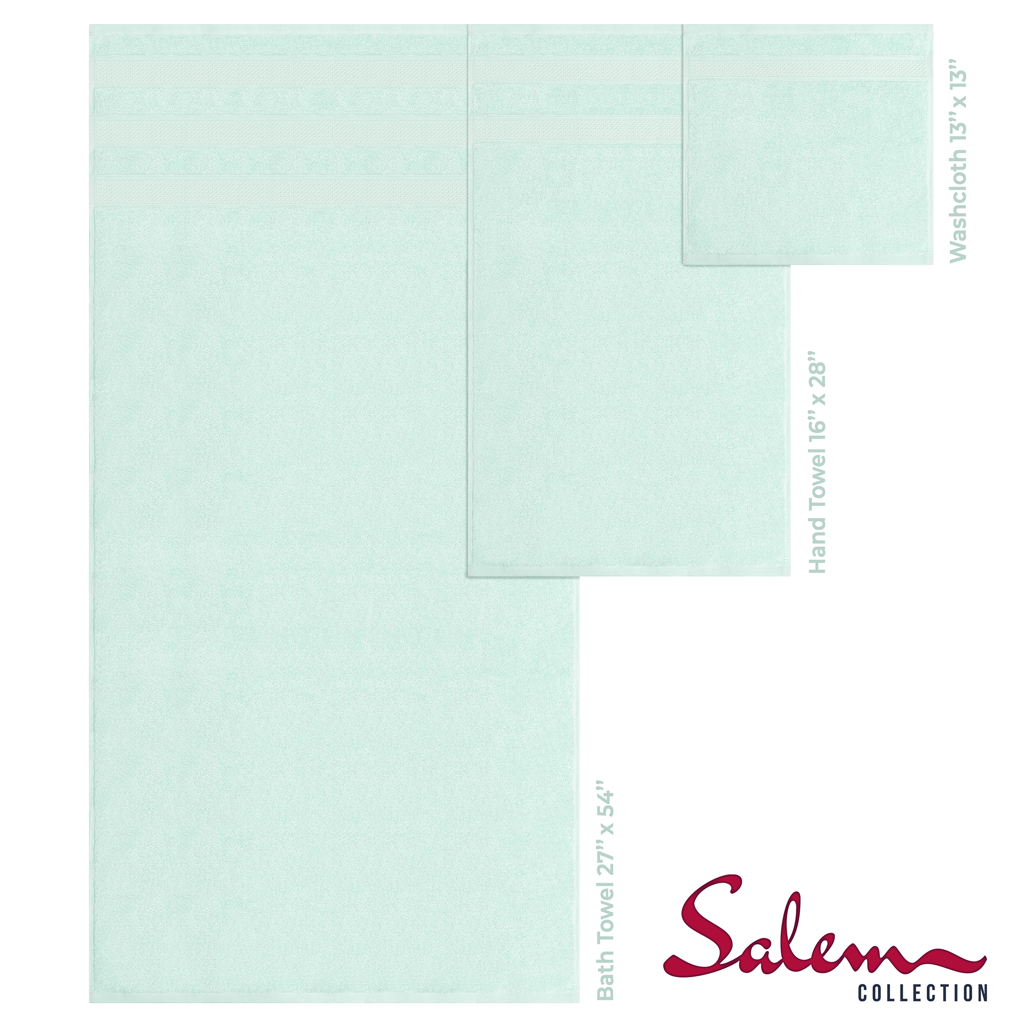 American-softlinen - Salem 6 Piece Turkish Combed Cotton Luxury Bath Towel Set - 10 Set Case Pack - Mint - 4